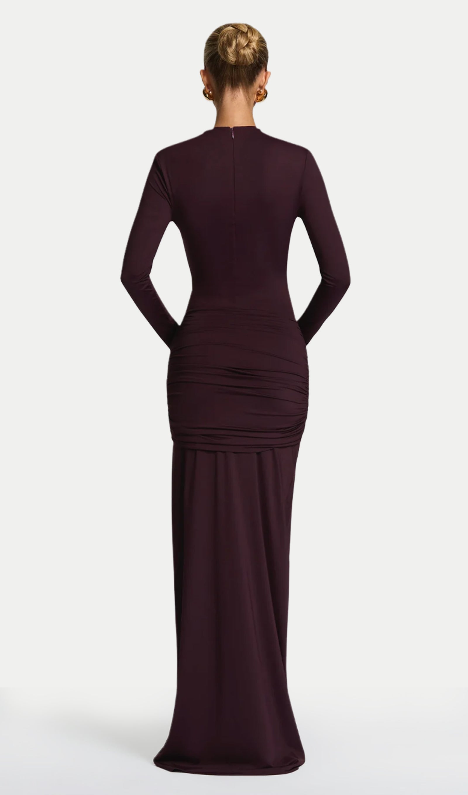 Solid Gathered Tie Cut-Out Maxi Dress