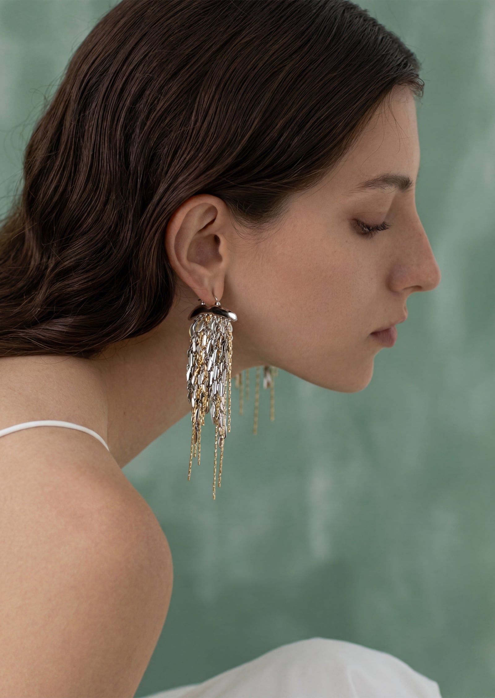 Yoli Gold Leaf Fringe Earrings