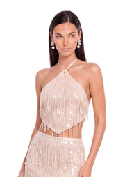 Yair Sequined Halter Neck Vest Top