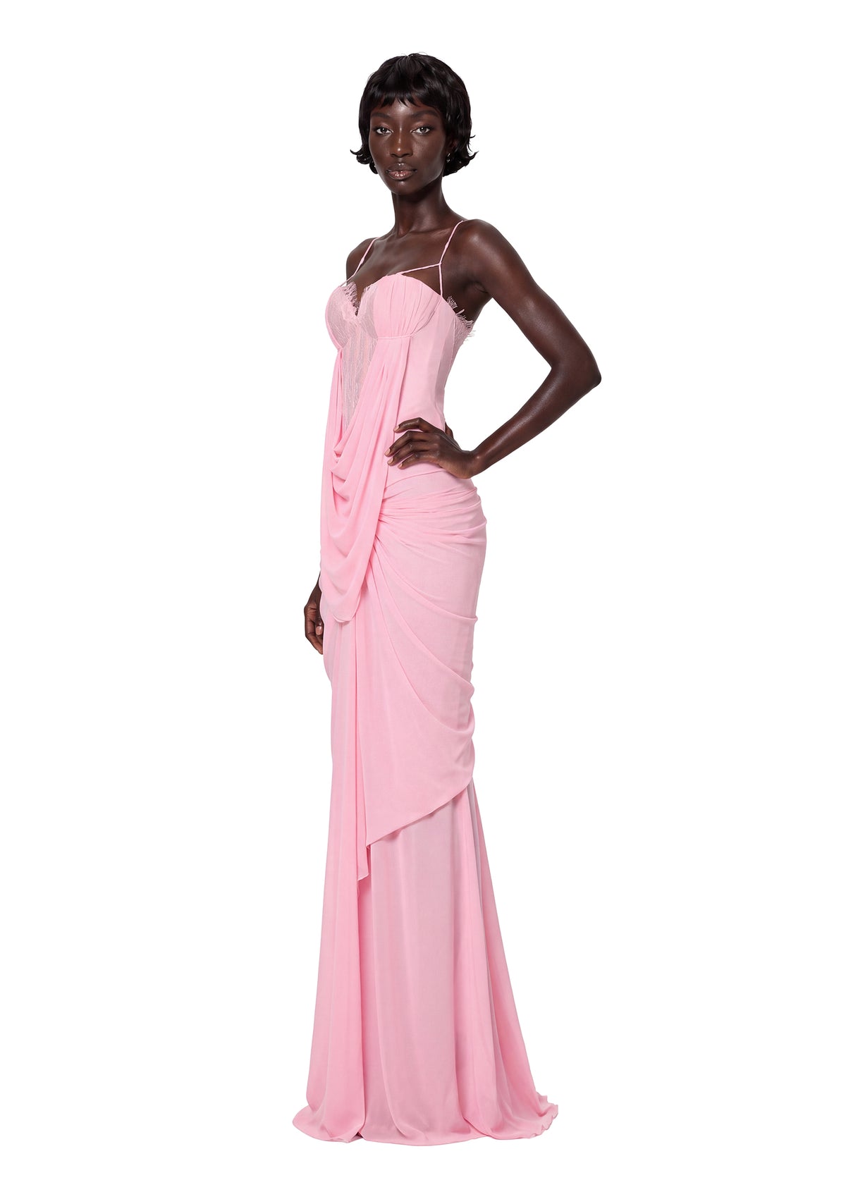 Midikleid in A-Linie mit Blumenmuster und Laternenärmeln