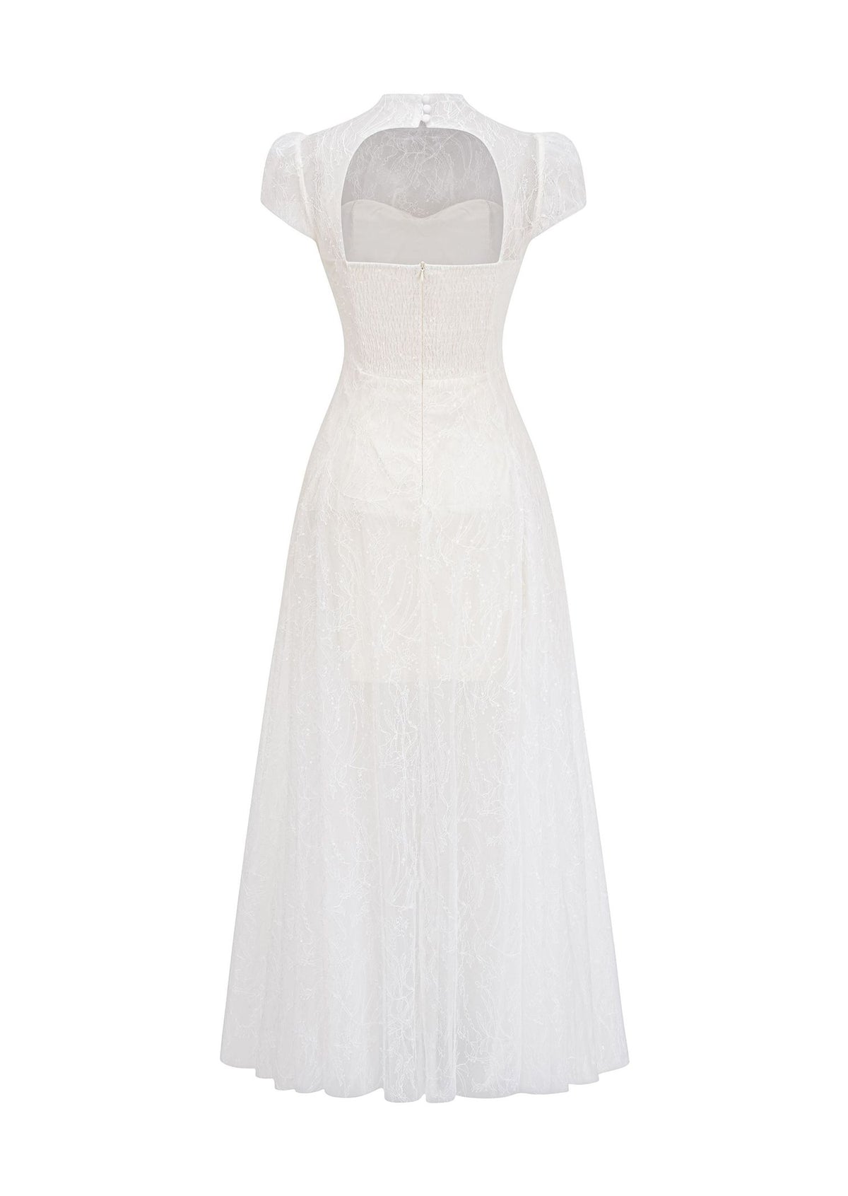 Midikleid in A-Linie mit Blumenmuster und Laternenärmeln