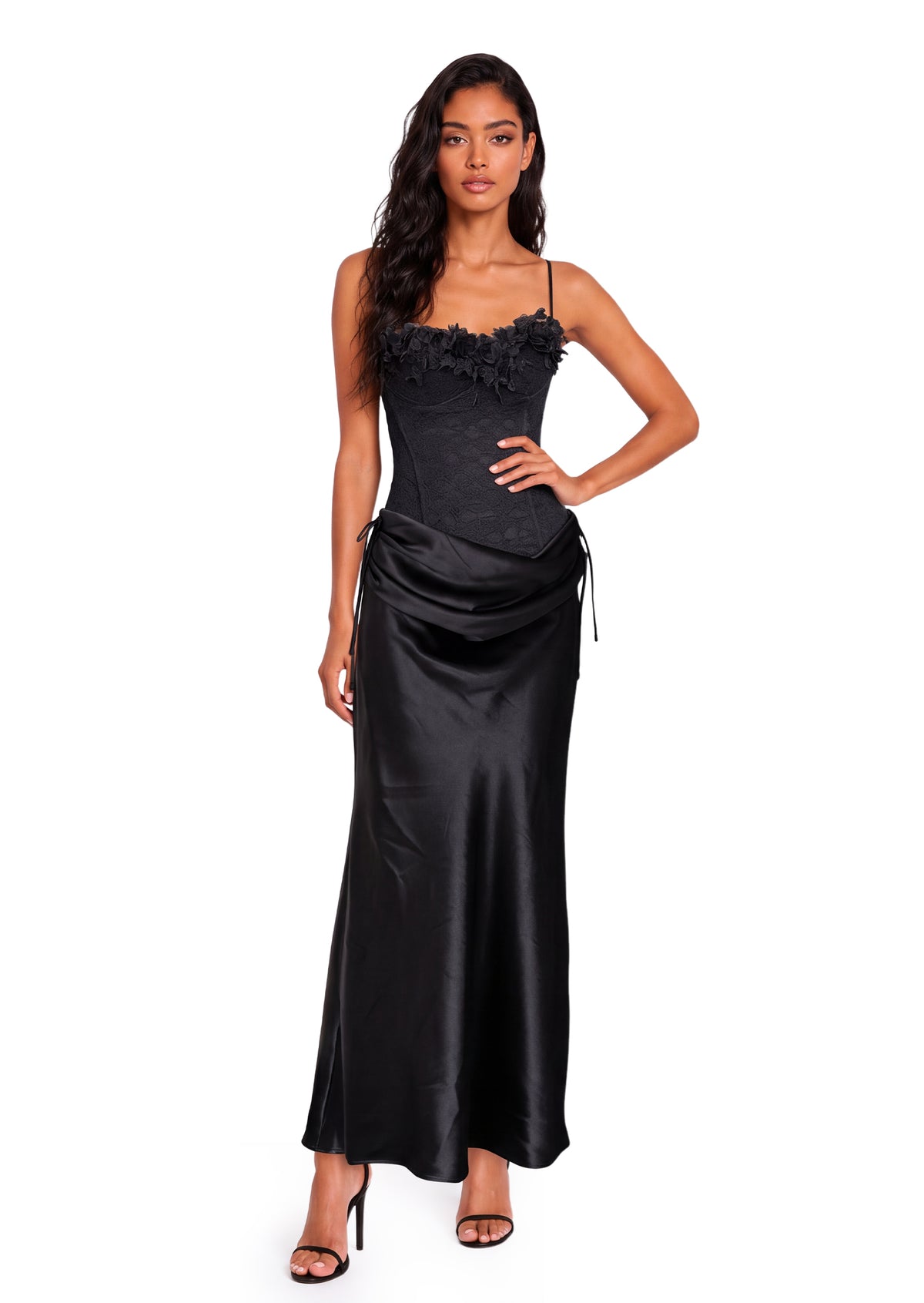 Midikleid in A-Linie mit Blumenmuster und Laternenärmeln