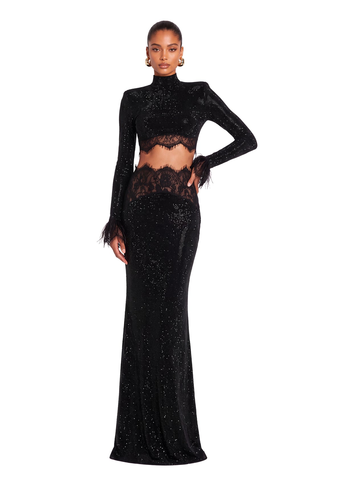 Yanis Cropped Top & Skirt Lace Set