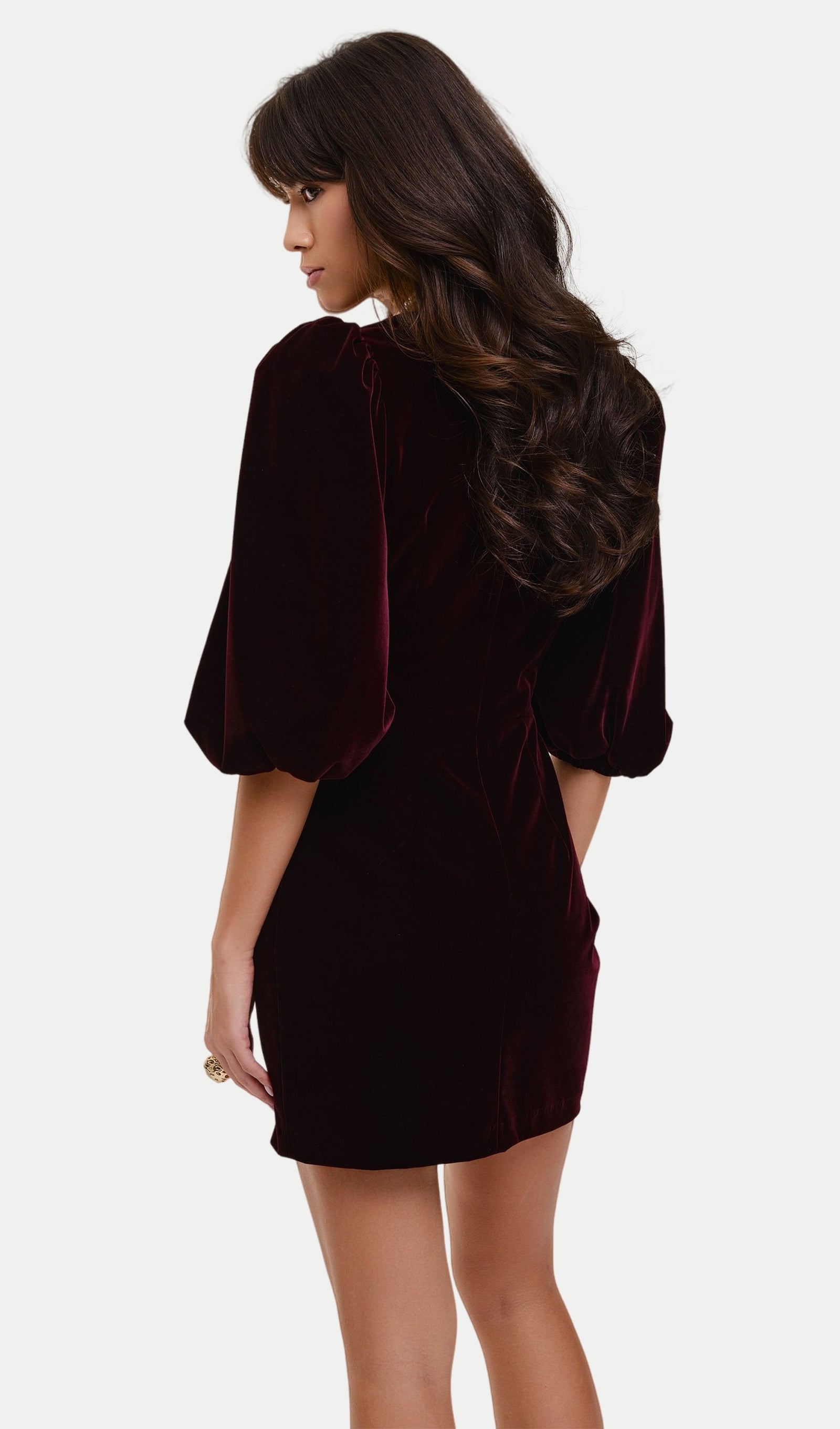 Midikleid in A-Linie mit Blumenmuster und Laternenärmeln