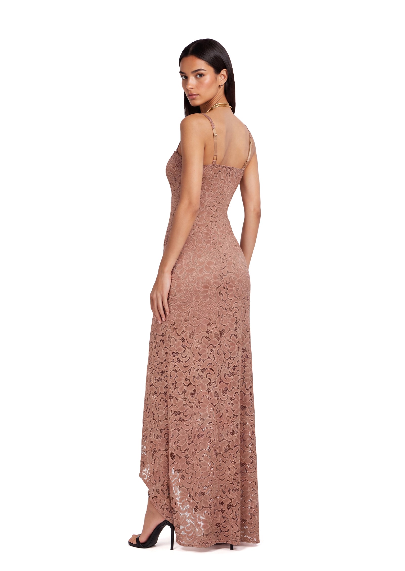Midikleid in A-Linie mit Blumenmuster und Laternenärmeln