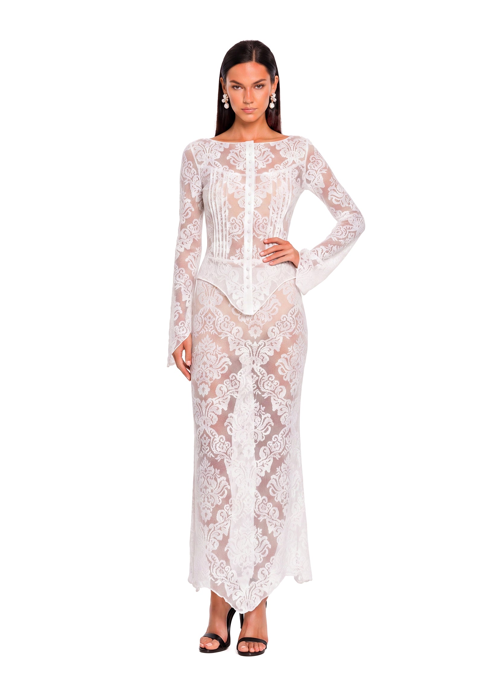 Wajid Lace Top &  Maxi Skirt Two Piece Set