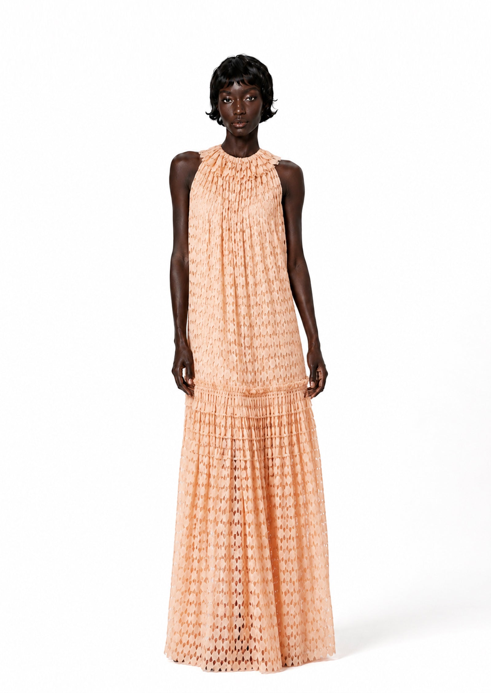 Almarie Lace High Neck Maxi Dress