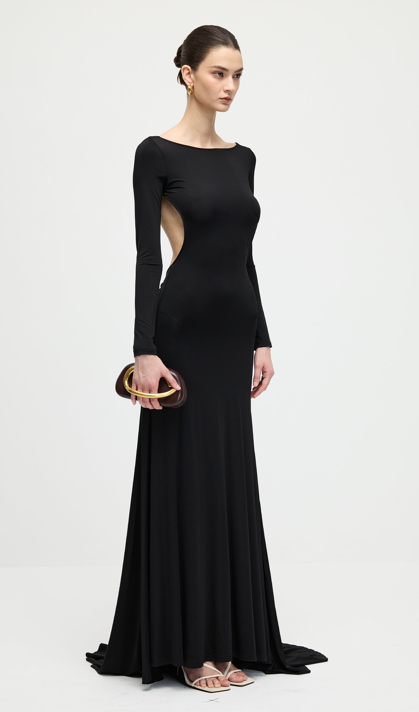 Midikleid in A-Linie mit Blumenmuster und Laternenärmeln