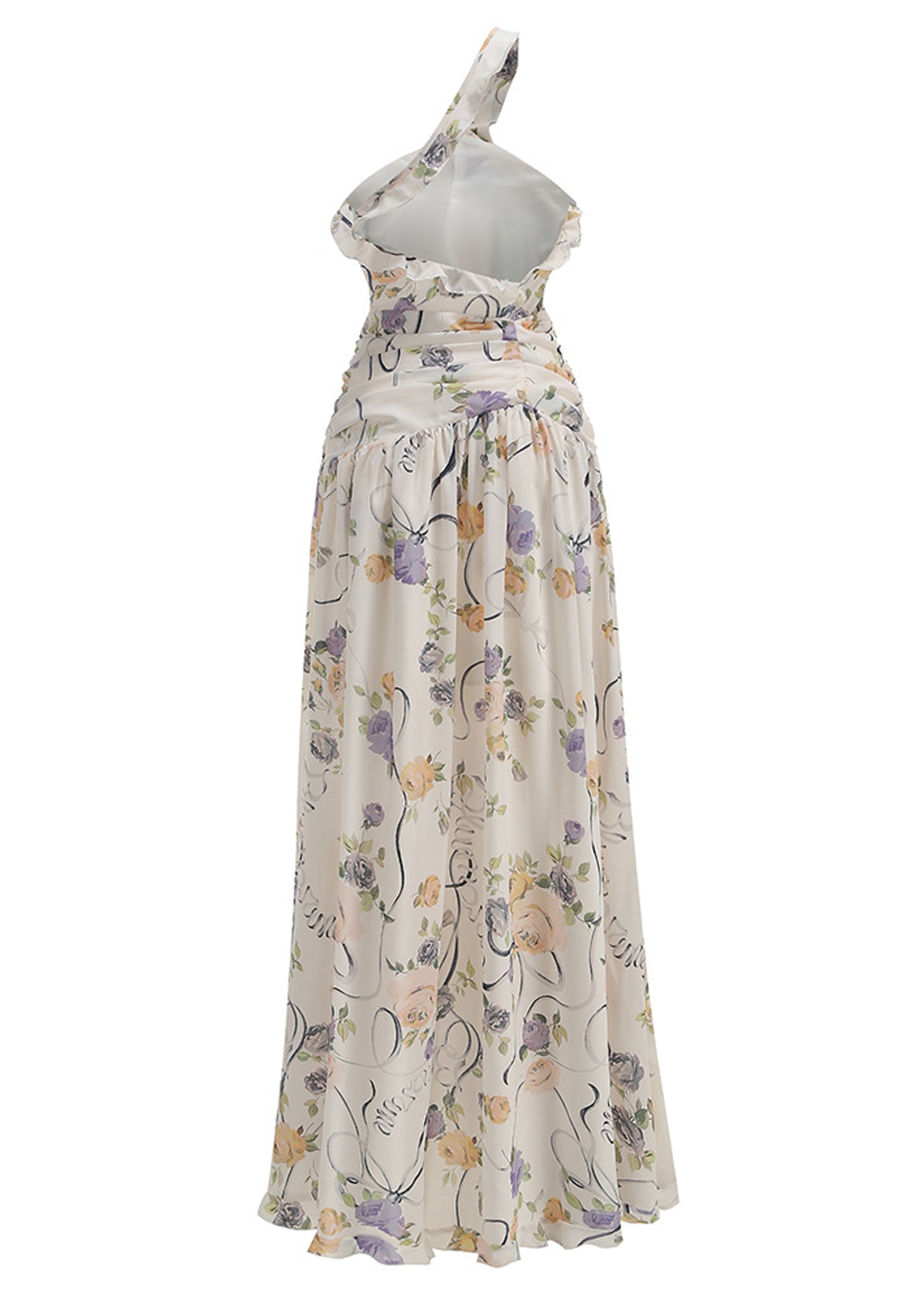 Bluma Floral Creponne One Shoulder Maxi Dress