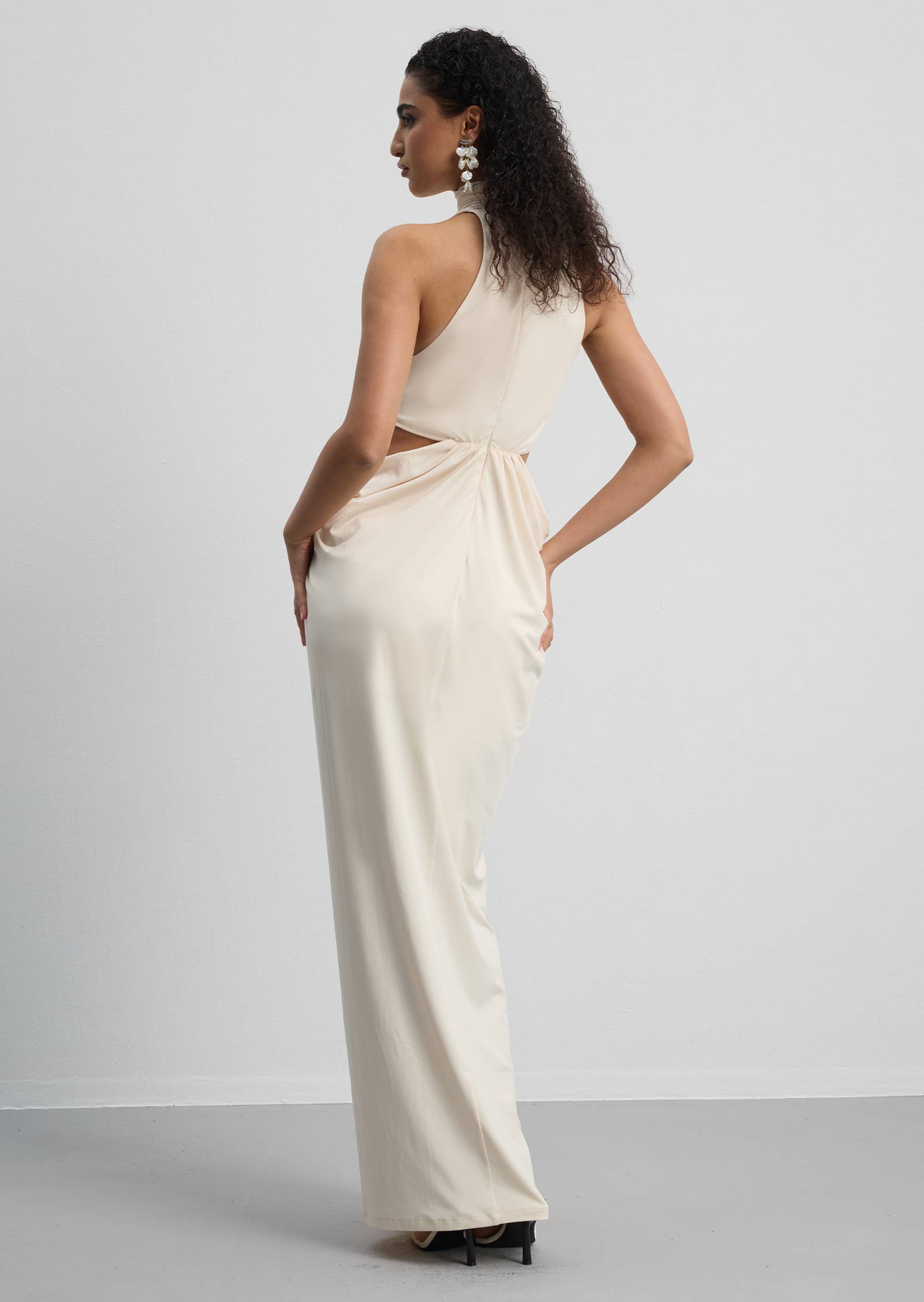 Midikleid in A-Linie mit Blumenmuster und Laternenärmeln