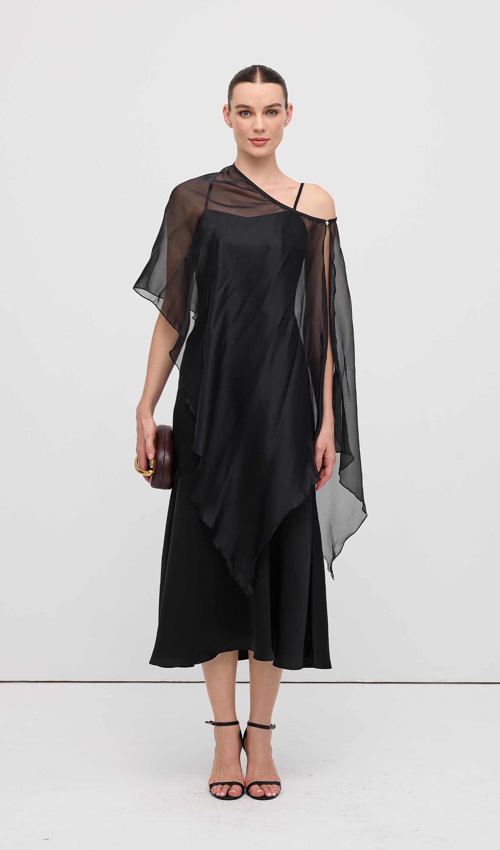 Midikleid in A-Linie mit Blumenmuster und Laternenärmeln