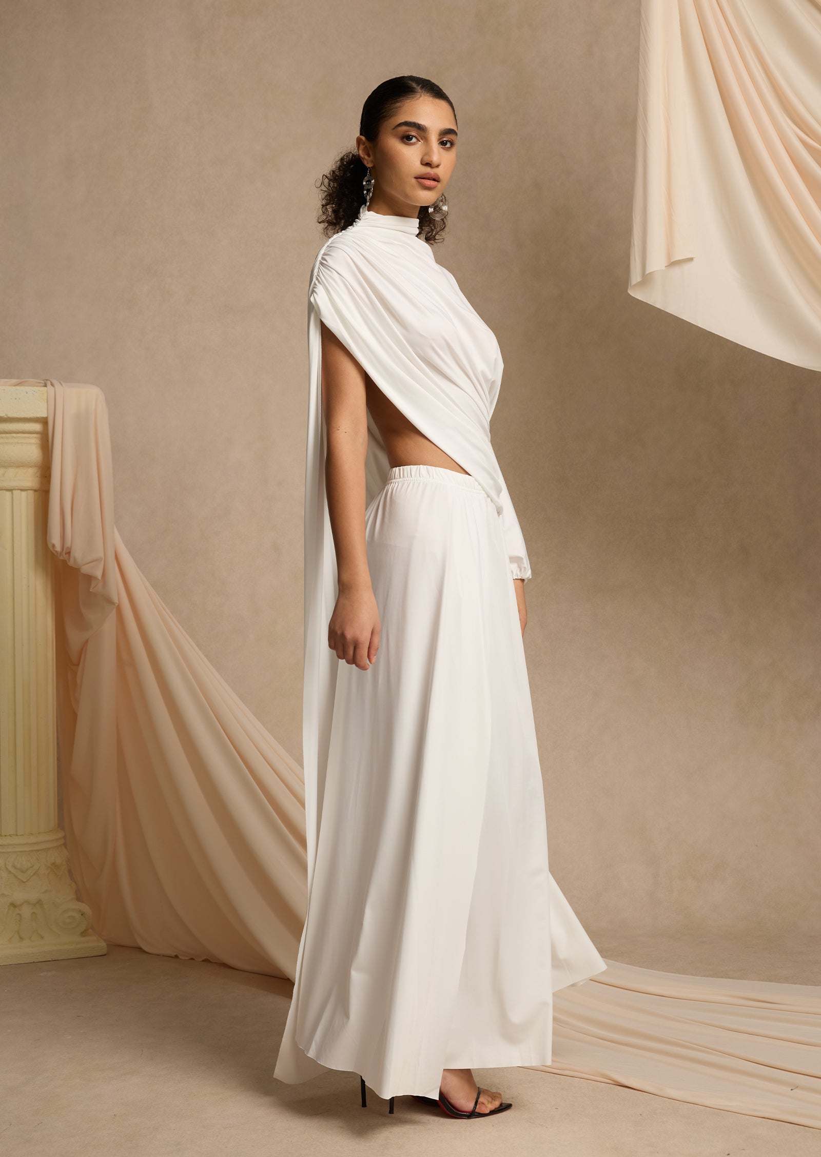 Asymmetrical Blouse & Maxi Skirt Set