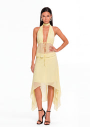 Evaleine Sheer Tulle Two Piece Set In Yellow