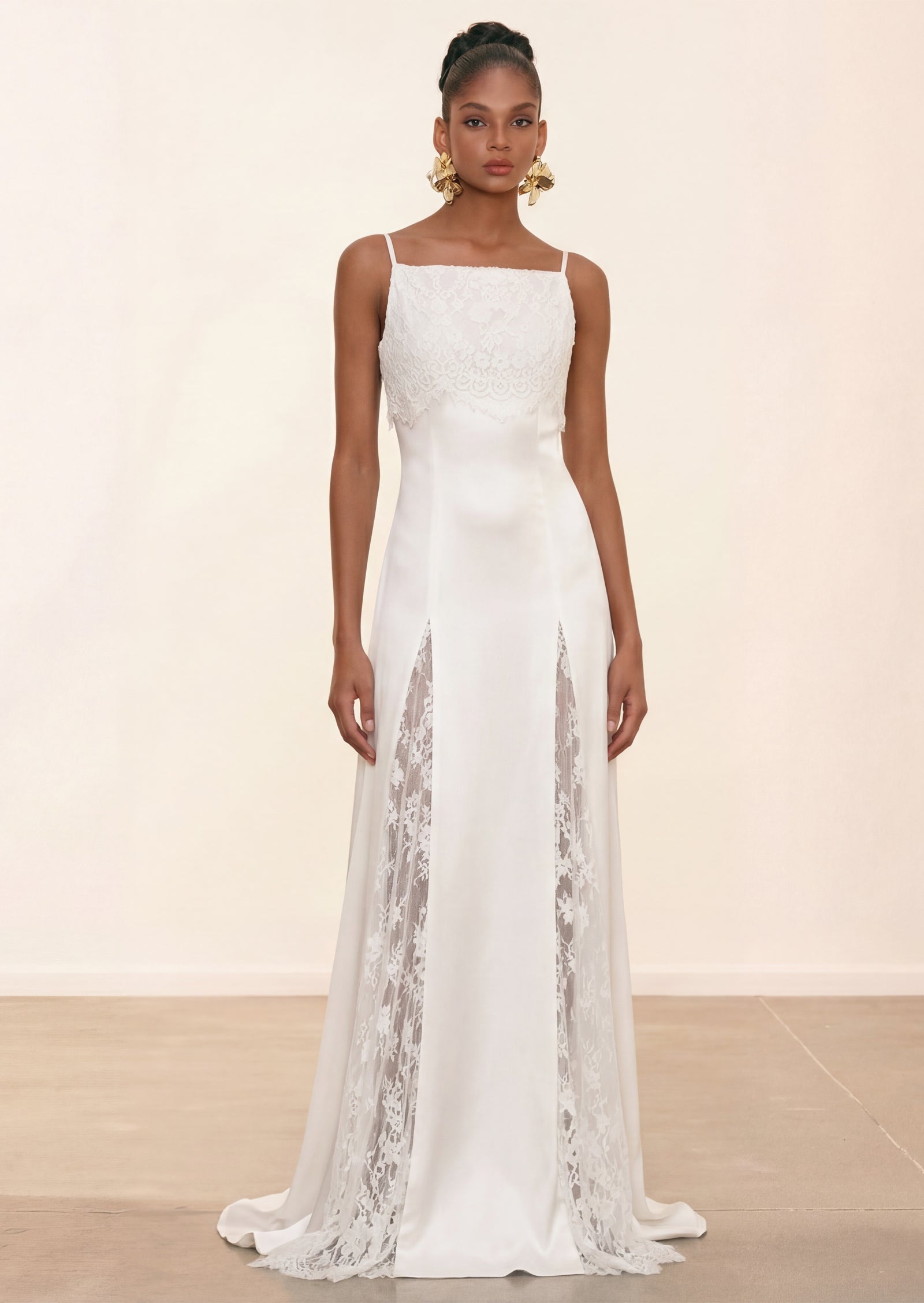 Rosa Open Back Lace Maxi Dress In White