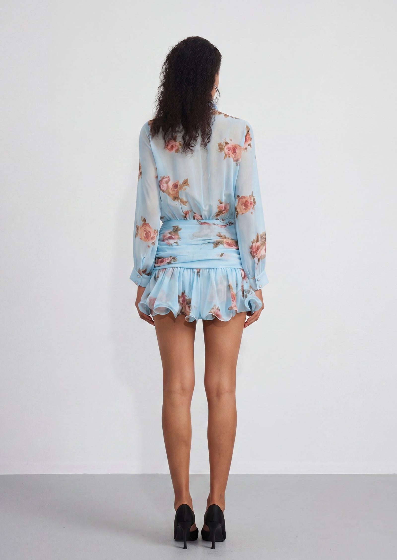 Martha Floral Print Chiffon Mini Dress