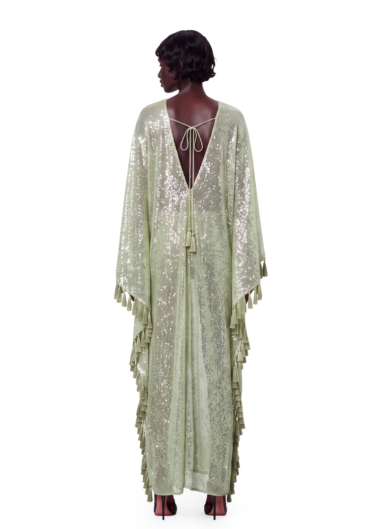 Kagami Knitted sequined tassel maxi dress