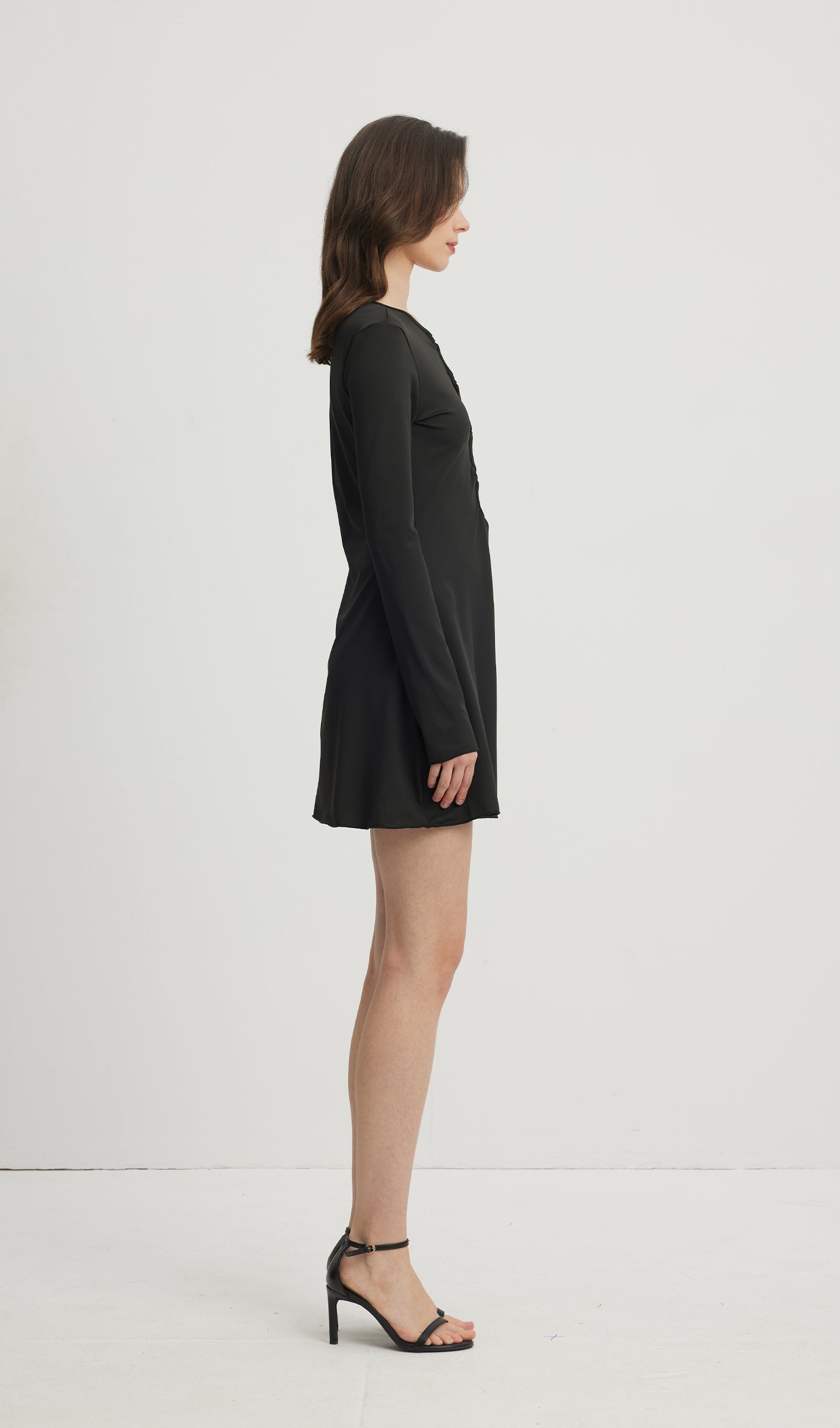 Midikleid in A-Linie mit Blumenmuster und Laternenärmeln