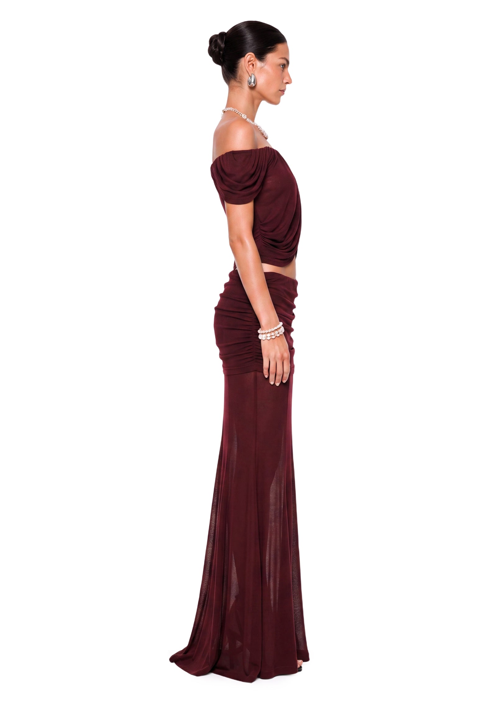 Hadia Off The Shoulder Top And Maxi Skirt Set
