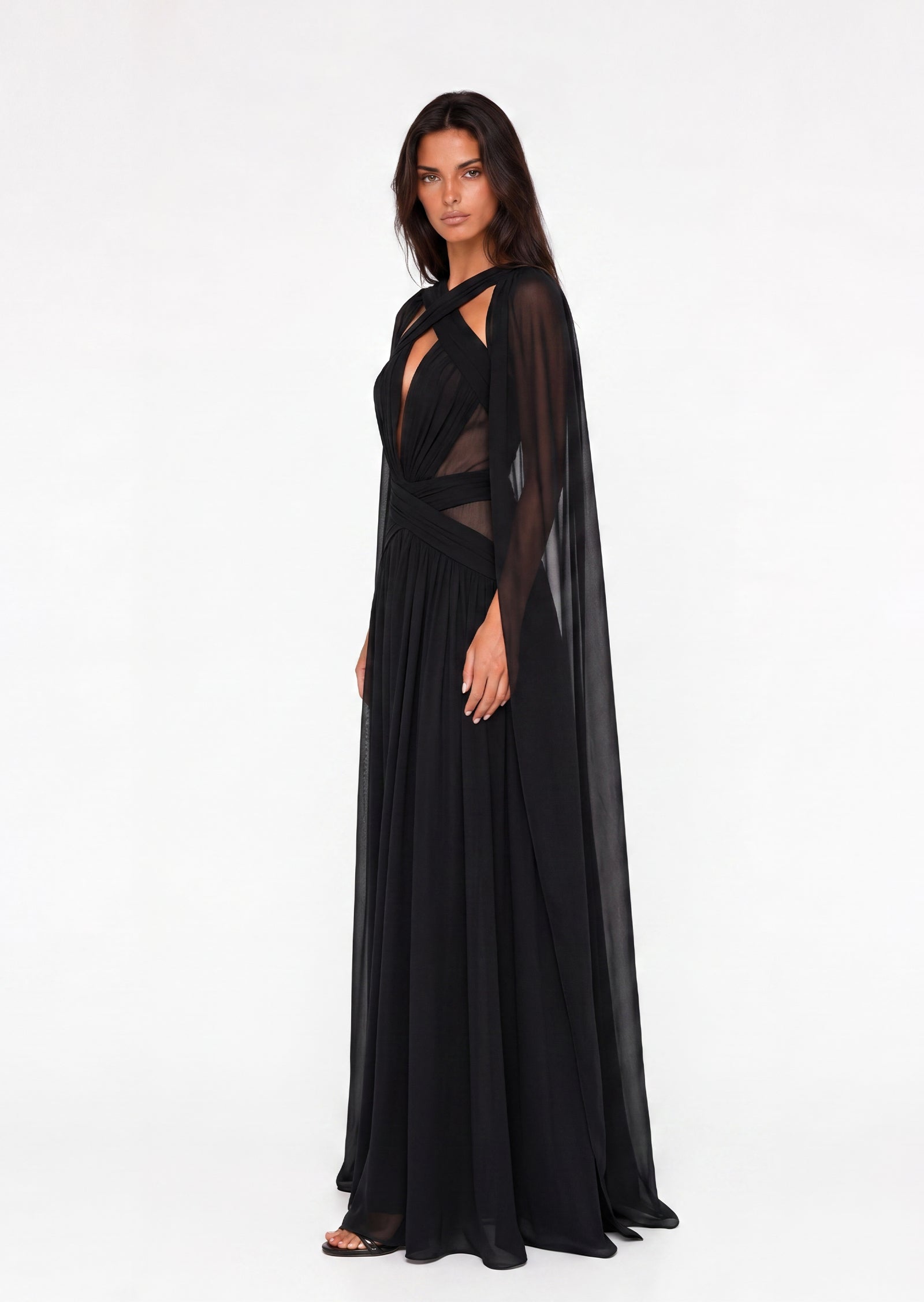 Aase Open Back Ribbon Maxi Dress In Black