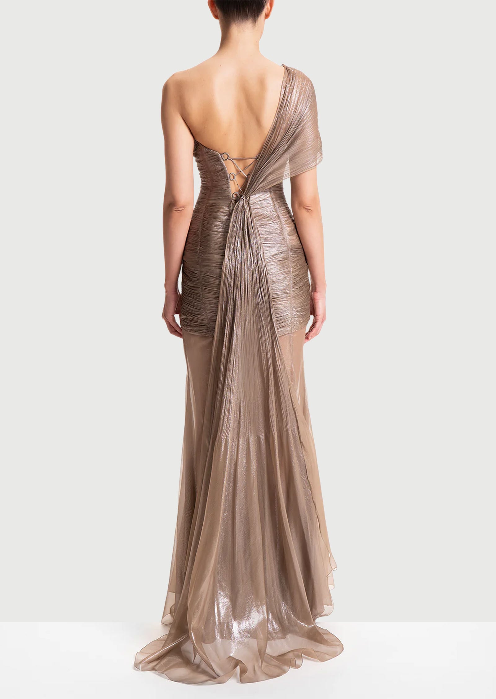 Asymmetrical One Shoulder Open Back Maxi Dress