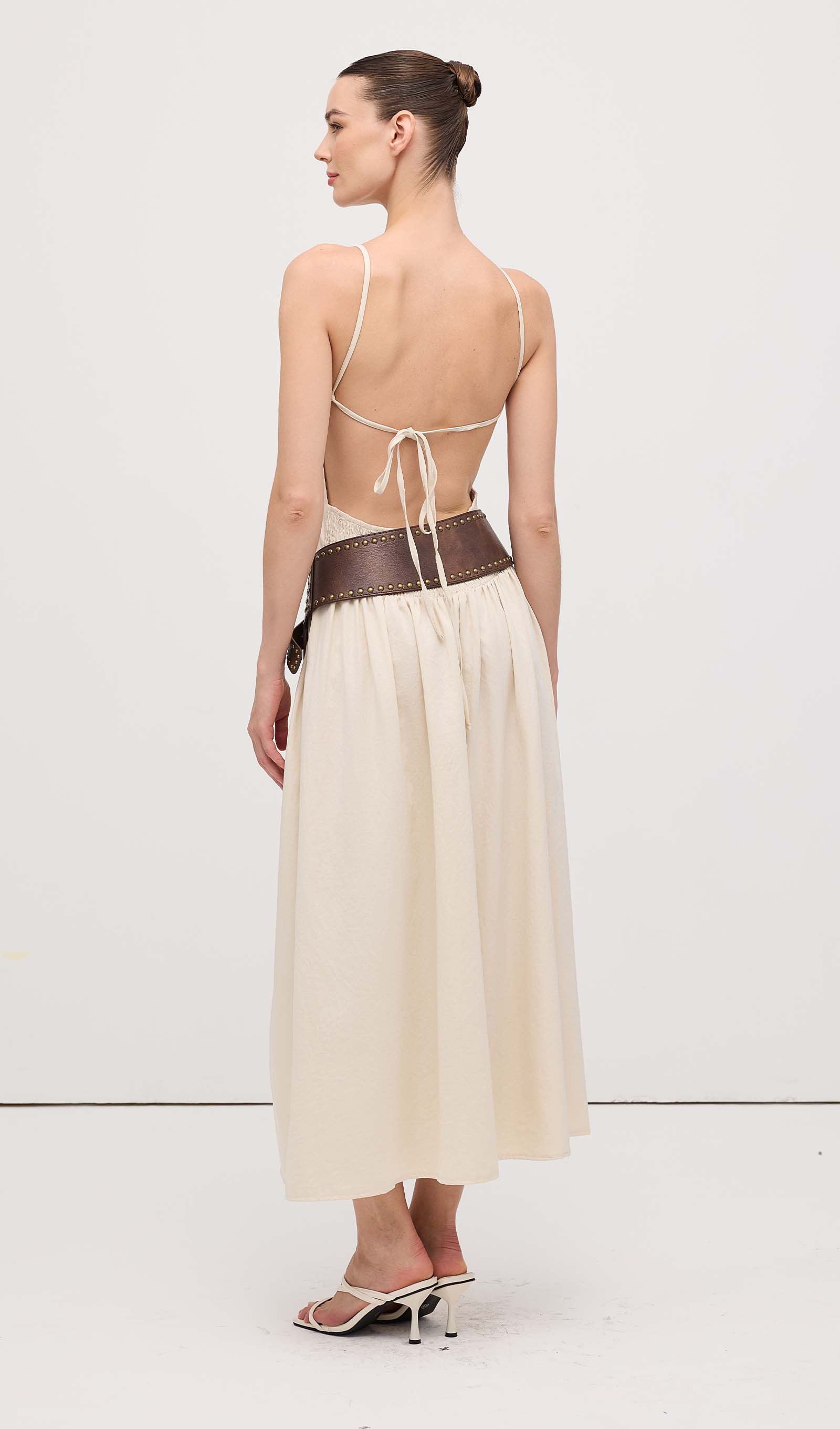 Midikleid in A-Linie mit Blumenmuster und Laternenärmeln