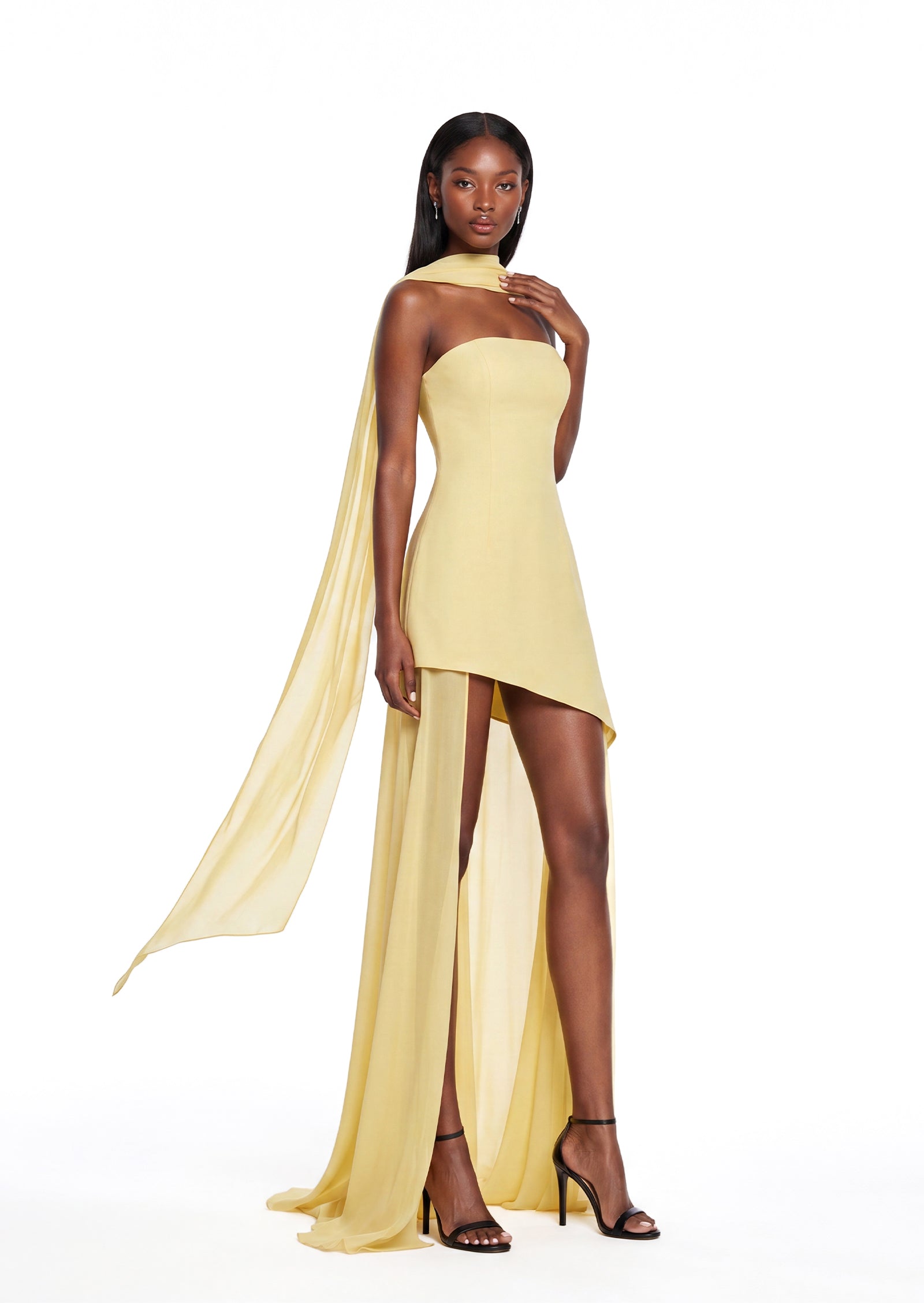 Midikleid in A-Linie mit Blumenmuster und Laternenärmeln