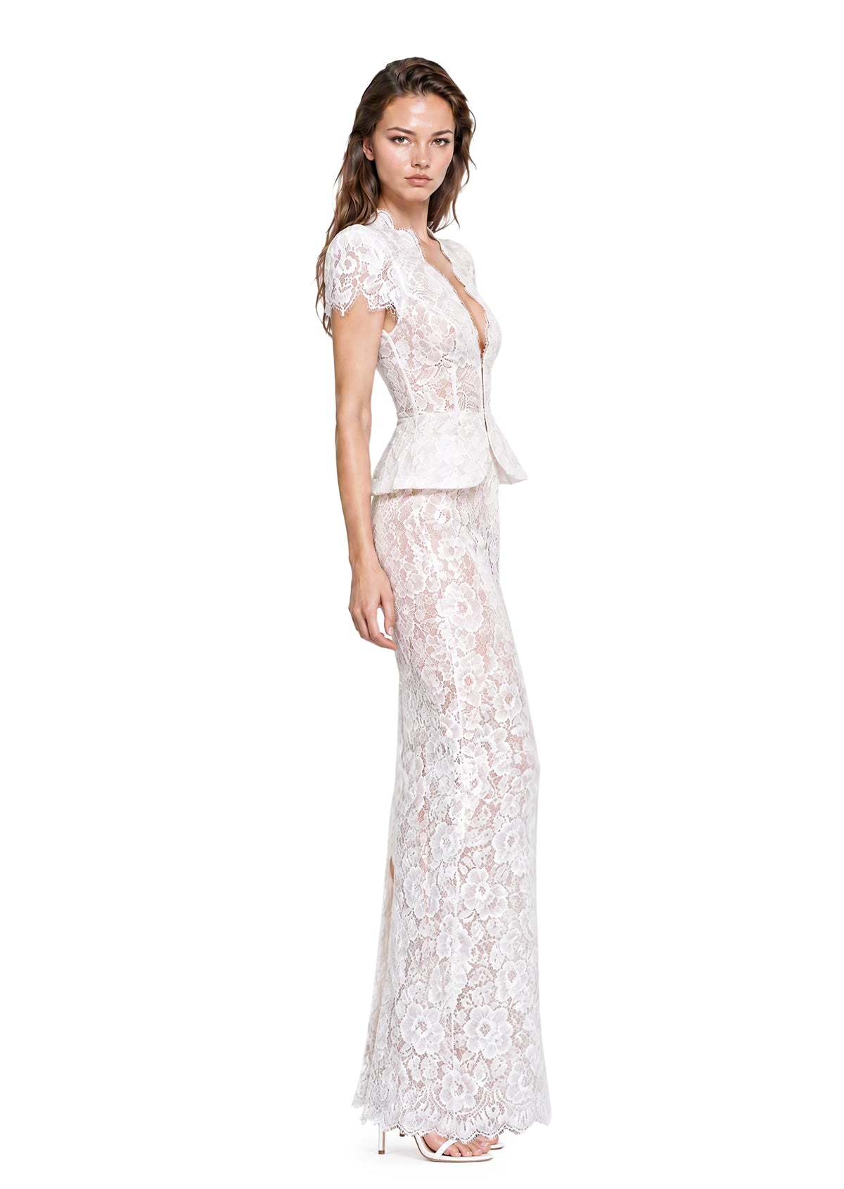 Yarisel Short Sleeved Top & Skirt Lace Set
