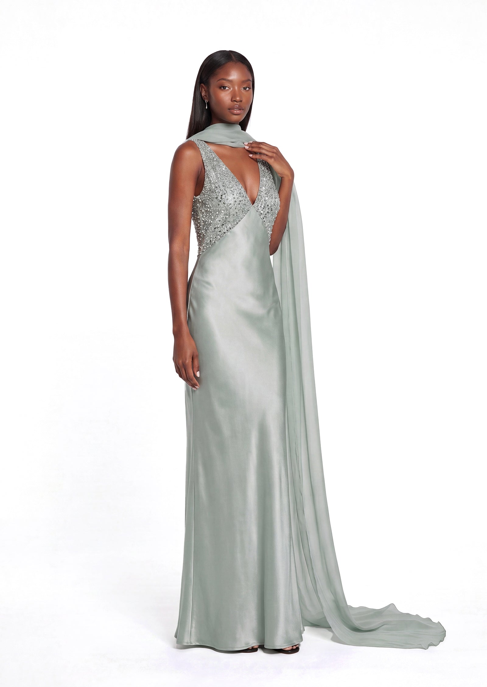 Vajra Sequined Satin Maxi Dress