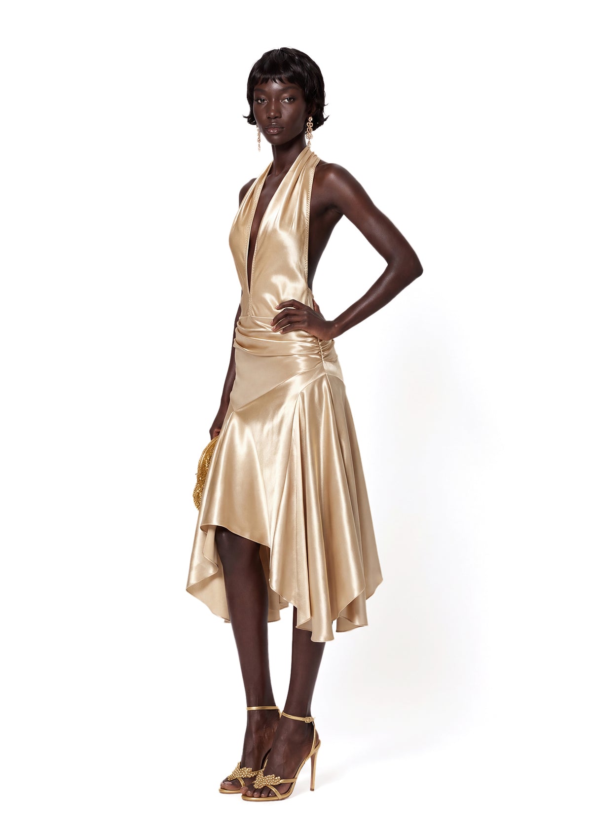 Zana Halter Neck Open Back Midi Dress