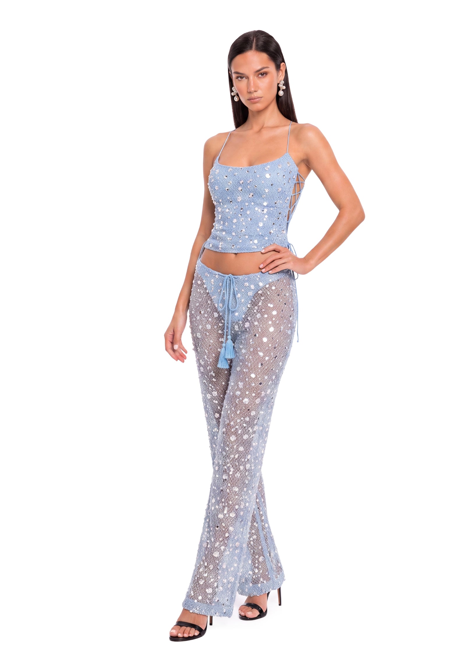 Sabin Sequined Knit Corset Set