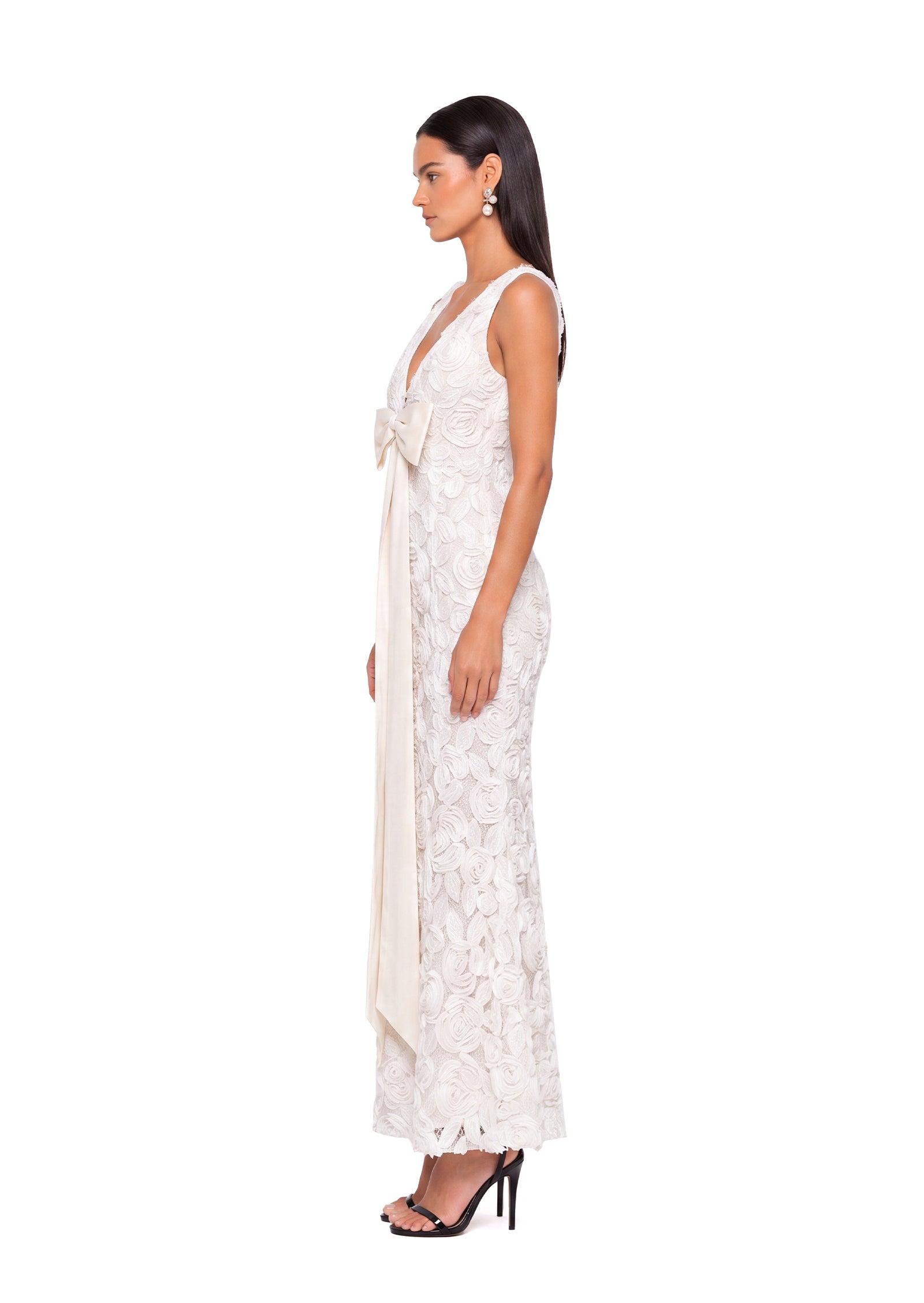 Midikleid in A-Linie mit Blumenmuster und Laternenärmeln