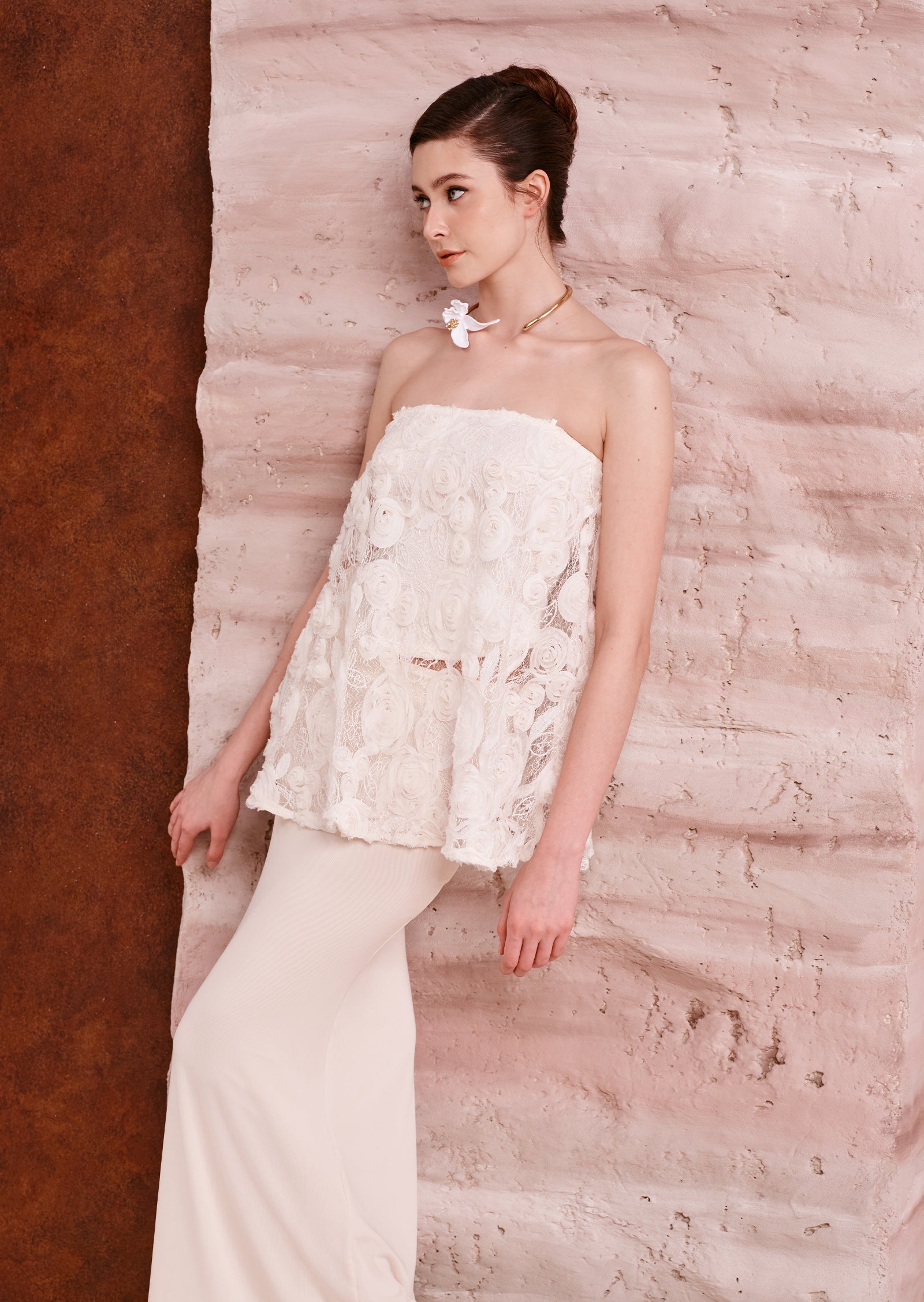 Midikleid in A-Linie mit Blumenmuster und Laternenärmeln