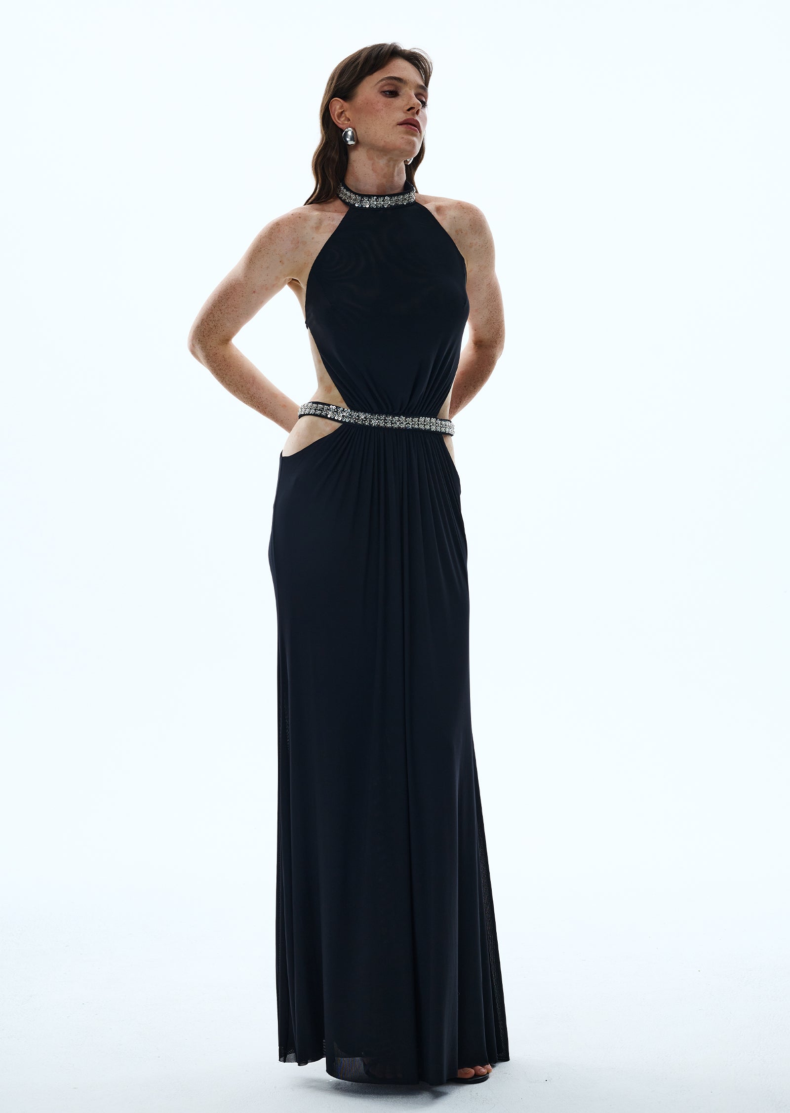 Midikleid in A-Linie mit Blumenmuster und Laternenärmeln