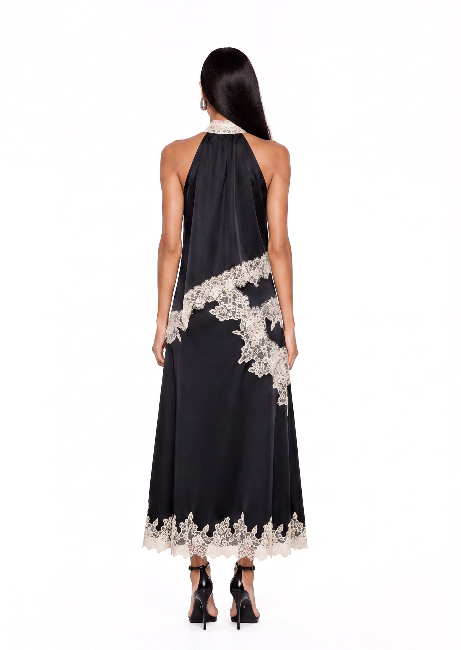 Midikleid in A-Linie mit Blumenmuster und Laternenärmeln