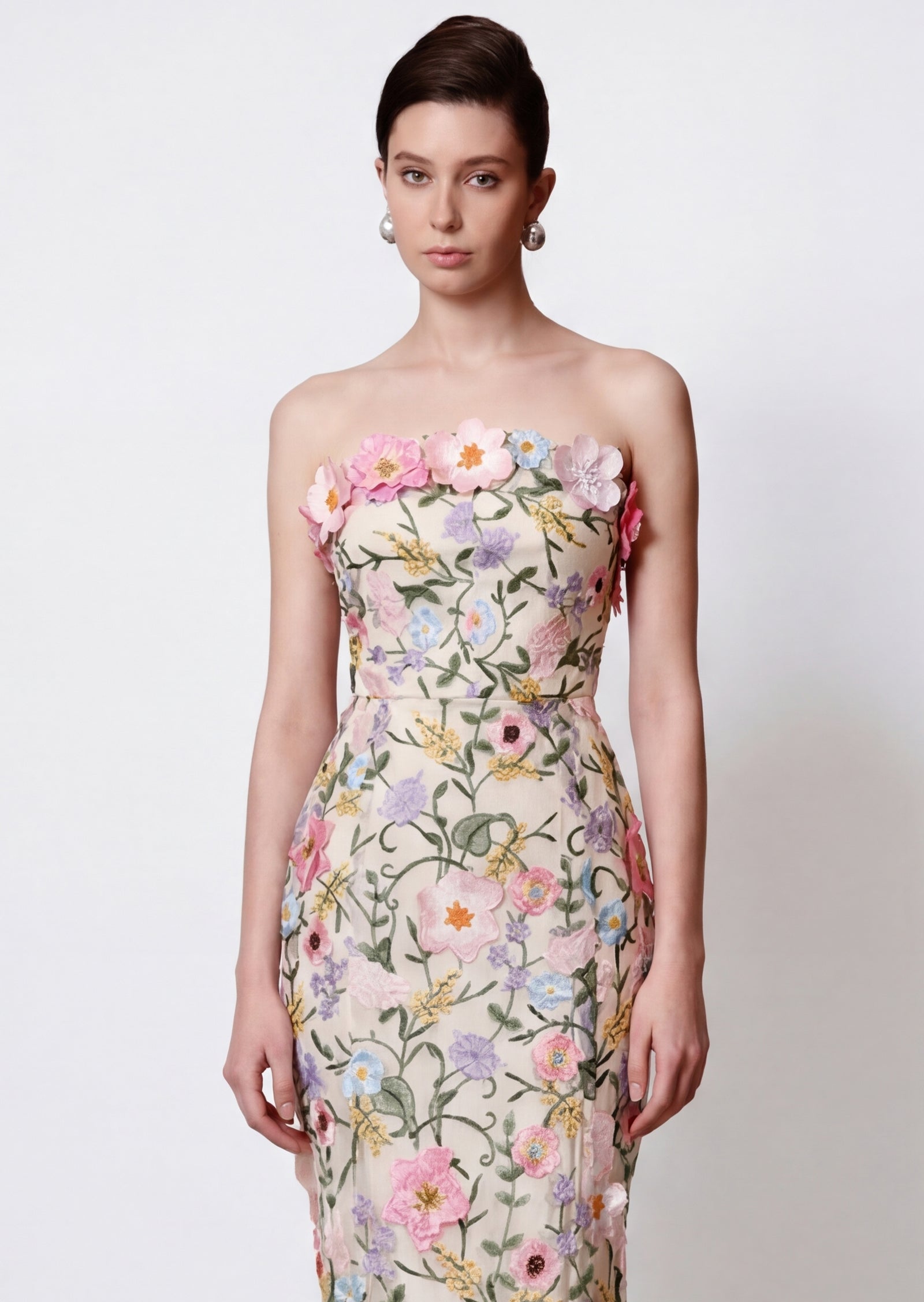 Juyce Strapless Maxi Dress In Floral