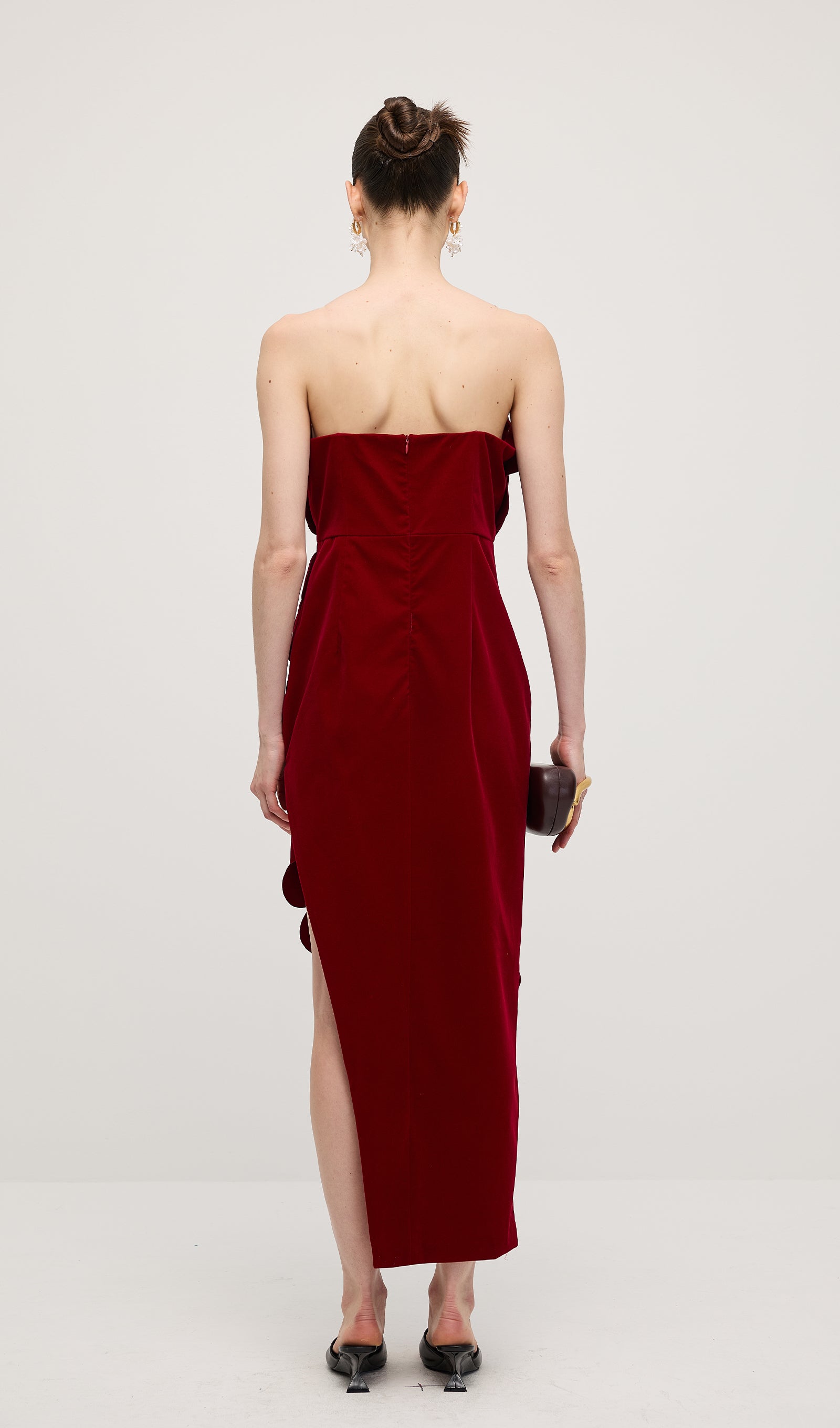Midikleid in A-Linie mit Blumenmuster und Laternenärmeln
