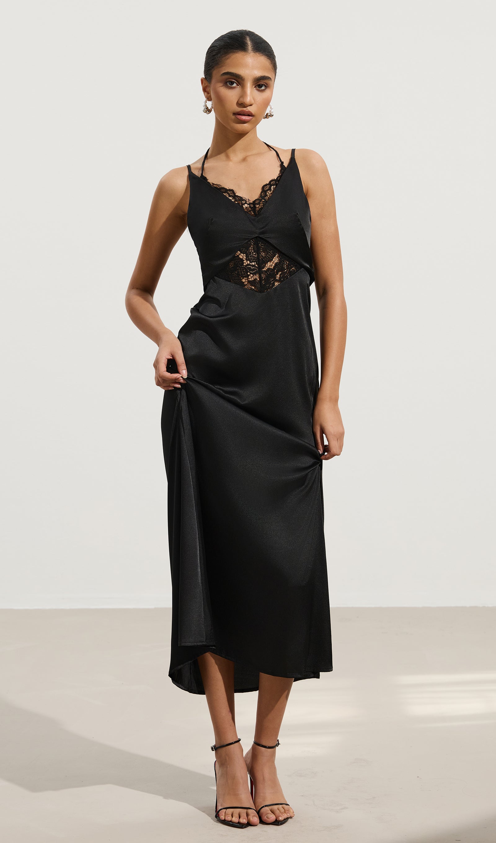 Midikleid in A-Linie mit Blumenmuster und Laternenärmeln