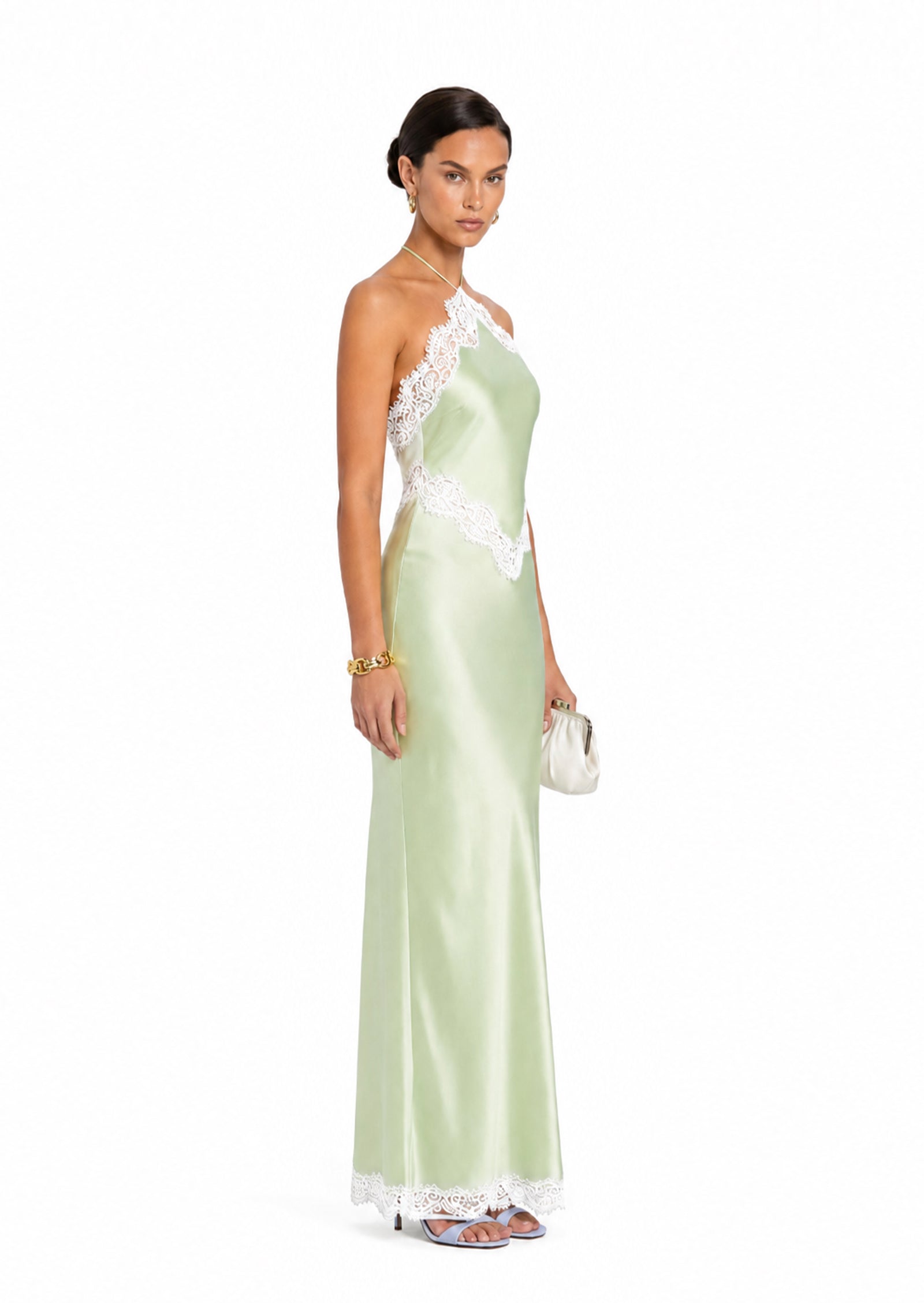 Midikleid in A-Linie mit Blumenmuster und Laternenärmeln
