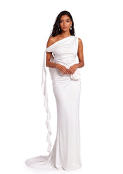Gaia Off Shoulder Backless Maxi Dress In White