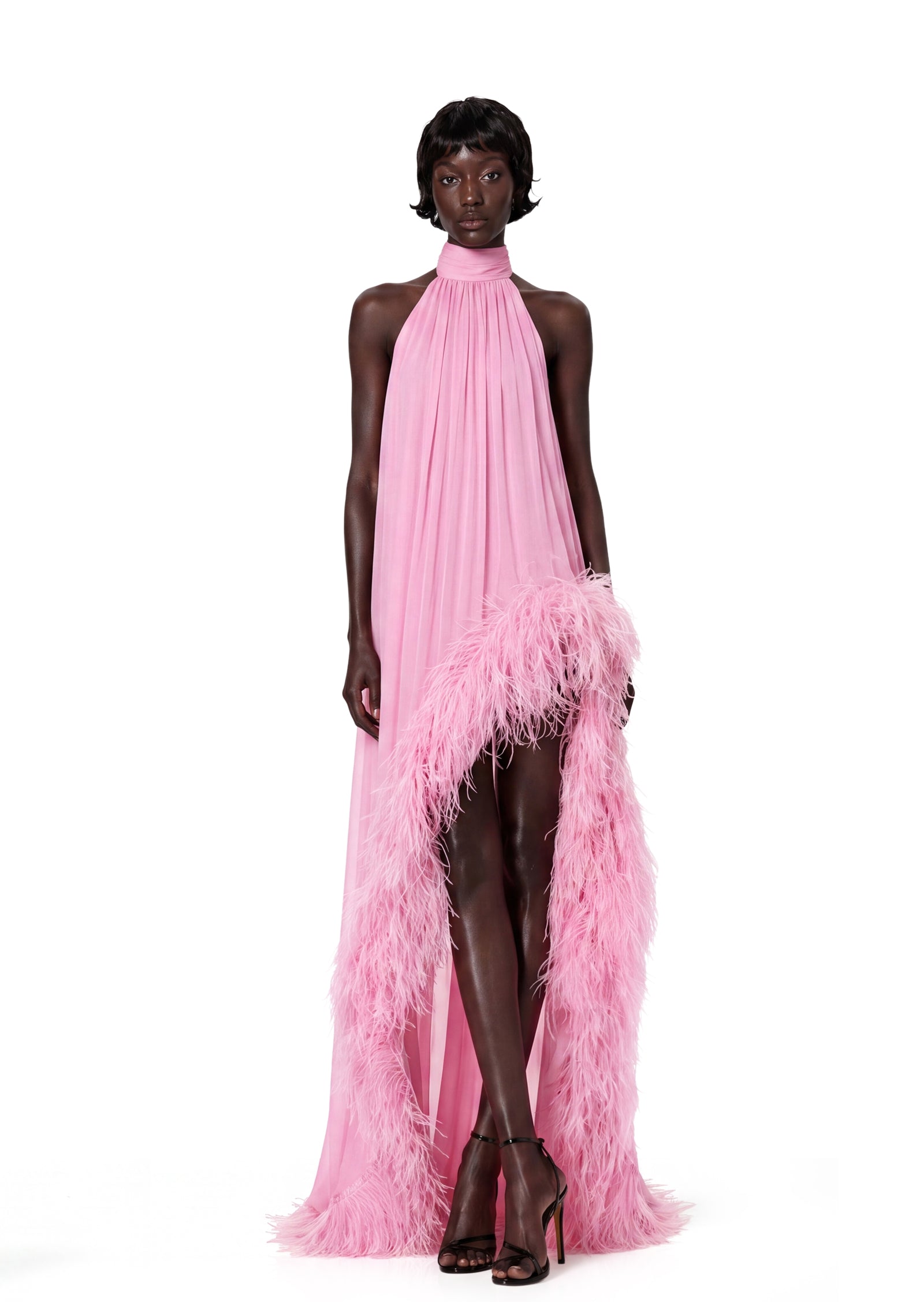 Leola Halter Neck Sleeveless Maxi Dress In Pink