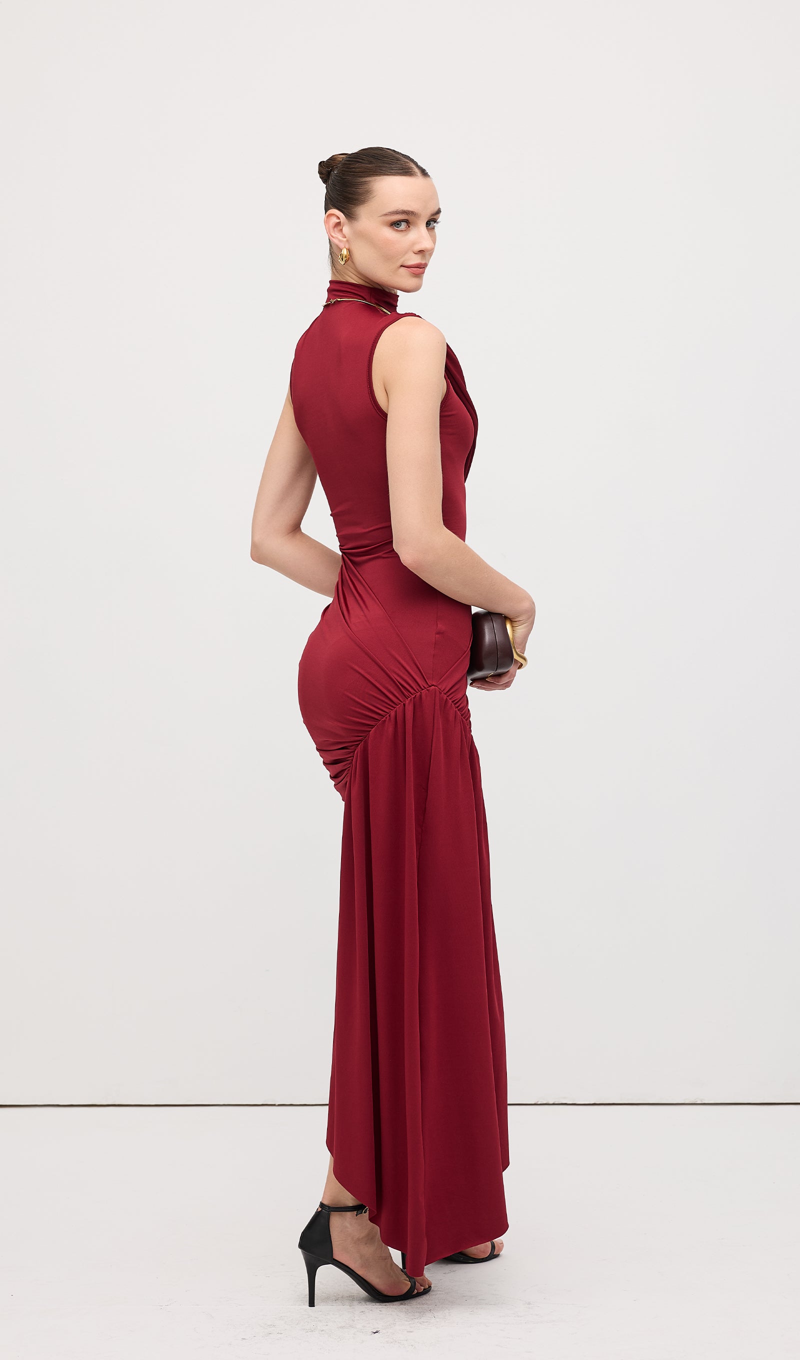 Midikleid in A-Linie mit Blumenmuster und Laternenärmeln