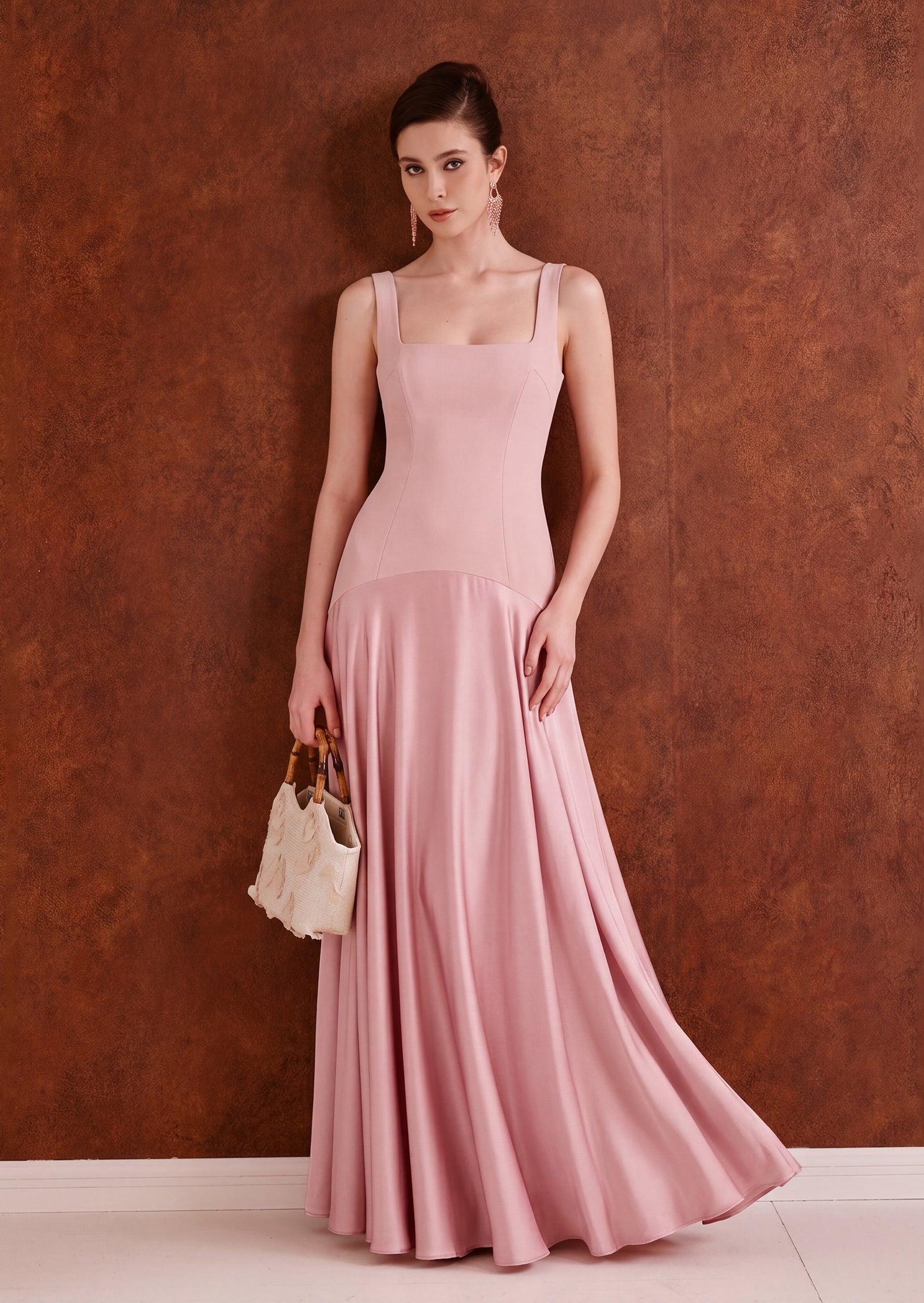 Midikleid in A-Linie mit Blumenmuster und Laternenärmeln