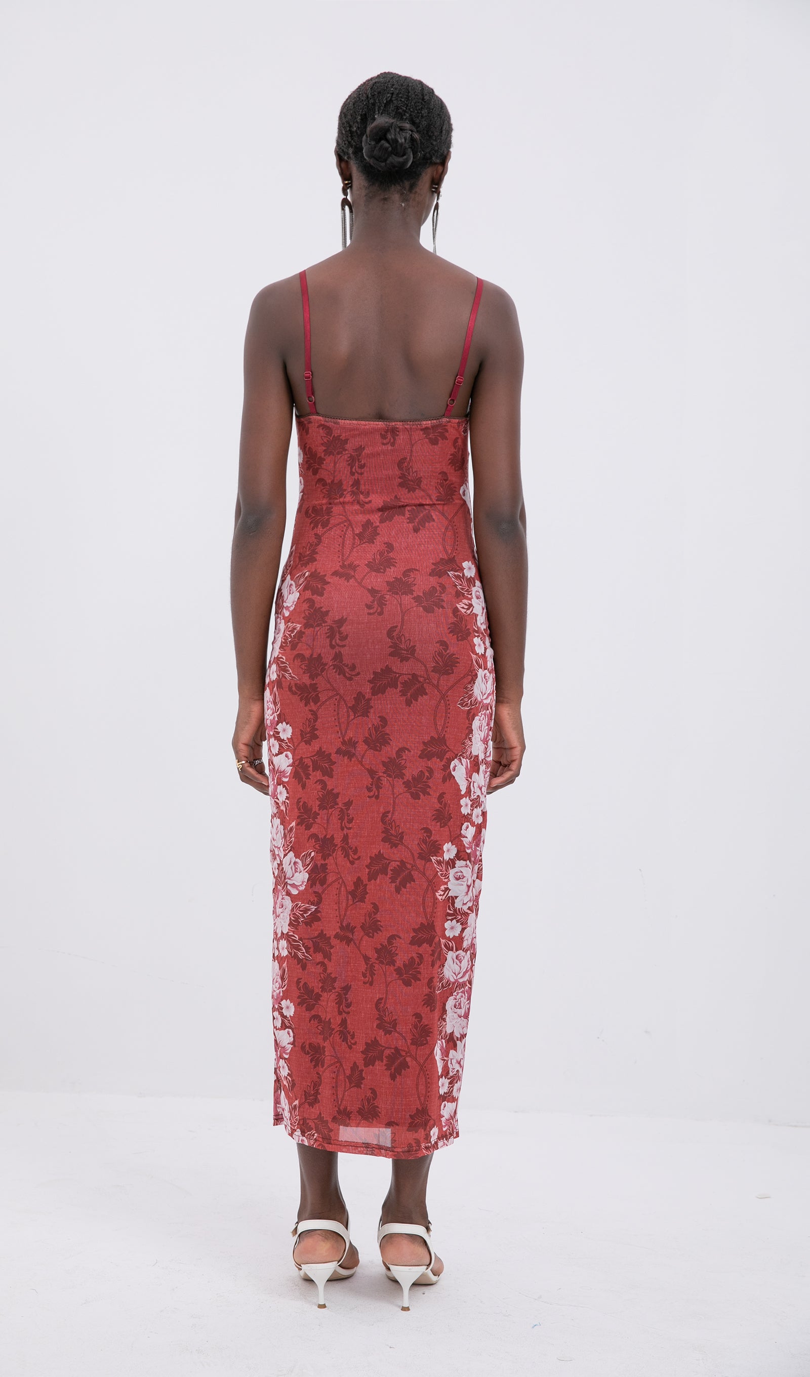Trendy Floral Rose Stripe Maxi Dress