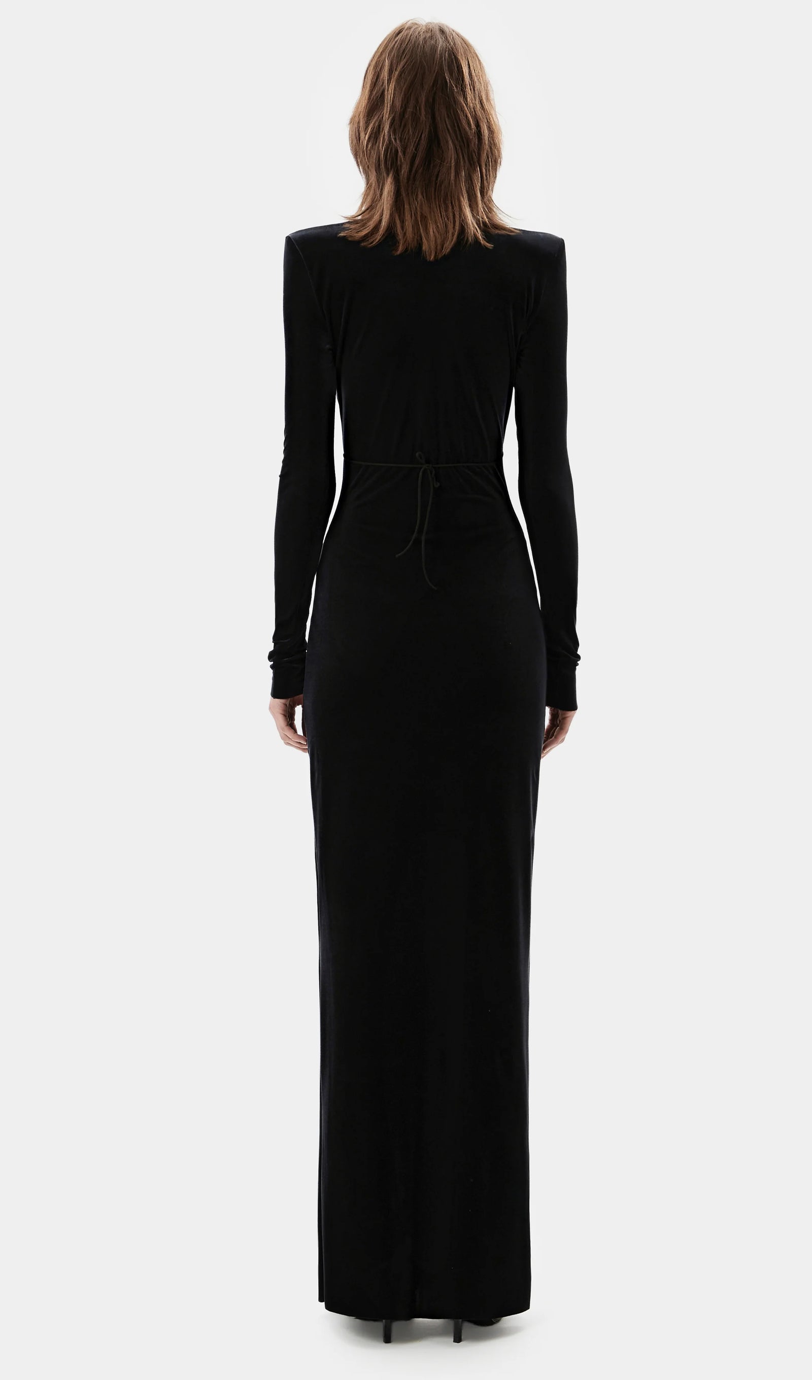 Deep V-Neckline Velvet Maxi Dress