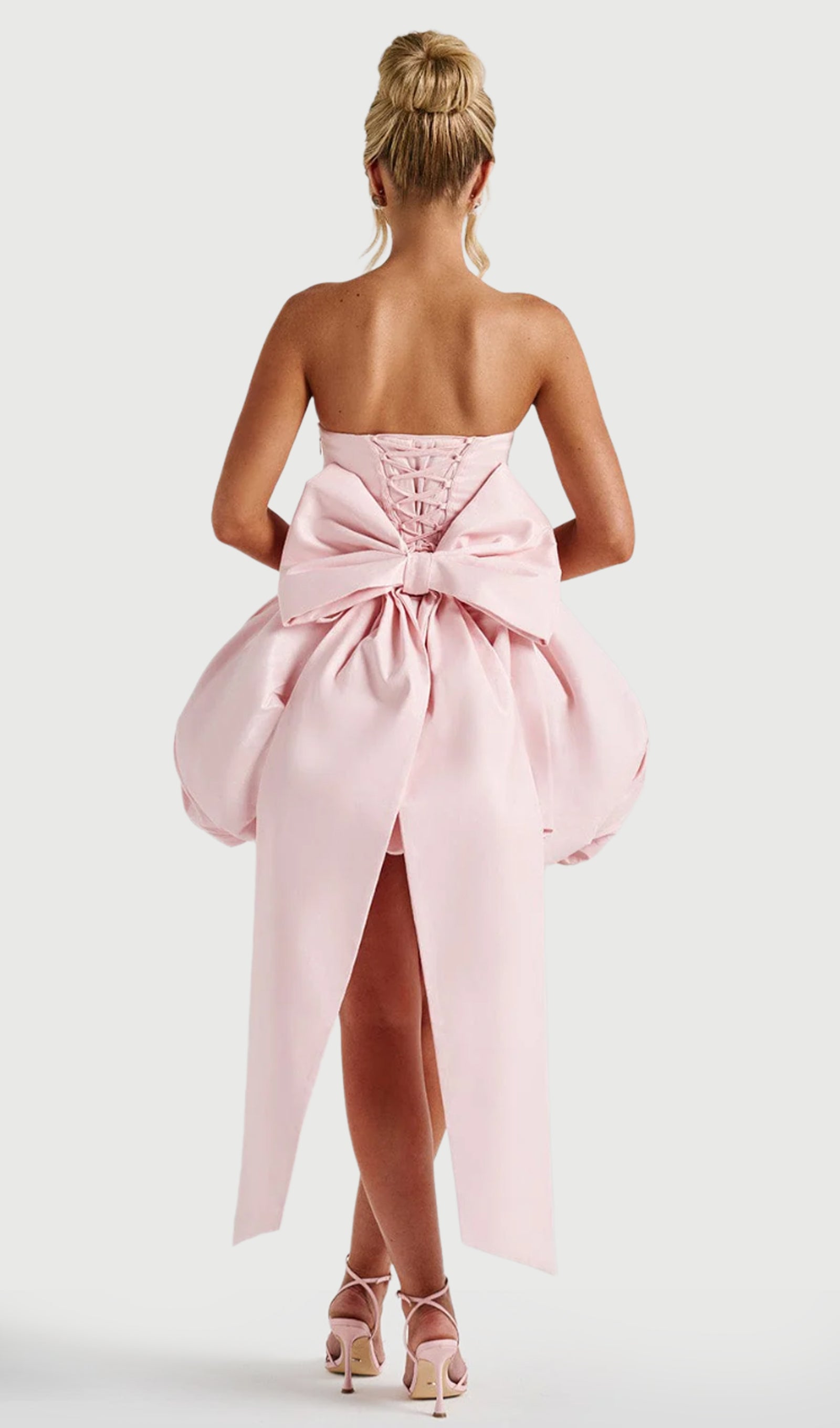 Lotus Mini Dress With Bow In Pink