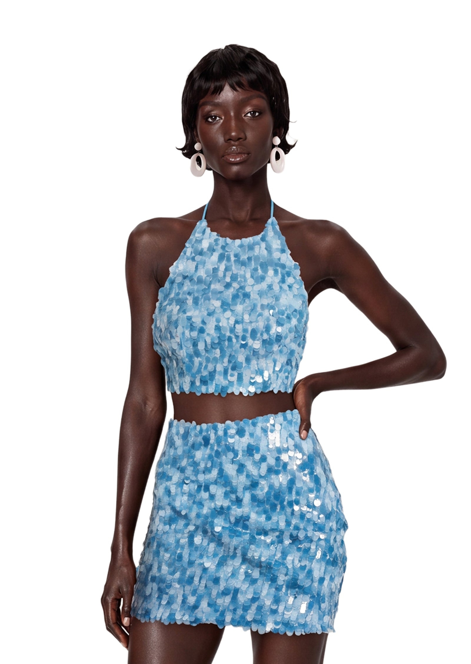 Kahawai  Sequined Mini Skirt In Blue