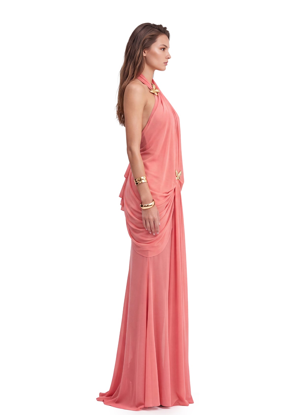 Iago Pleated Halter Neck Maxi Dress