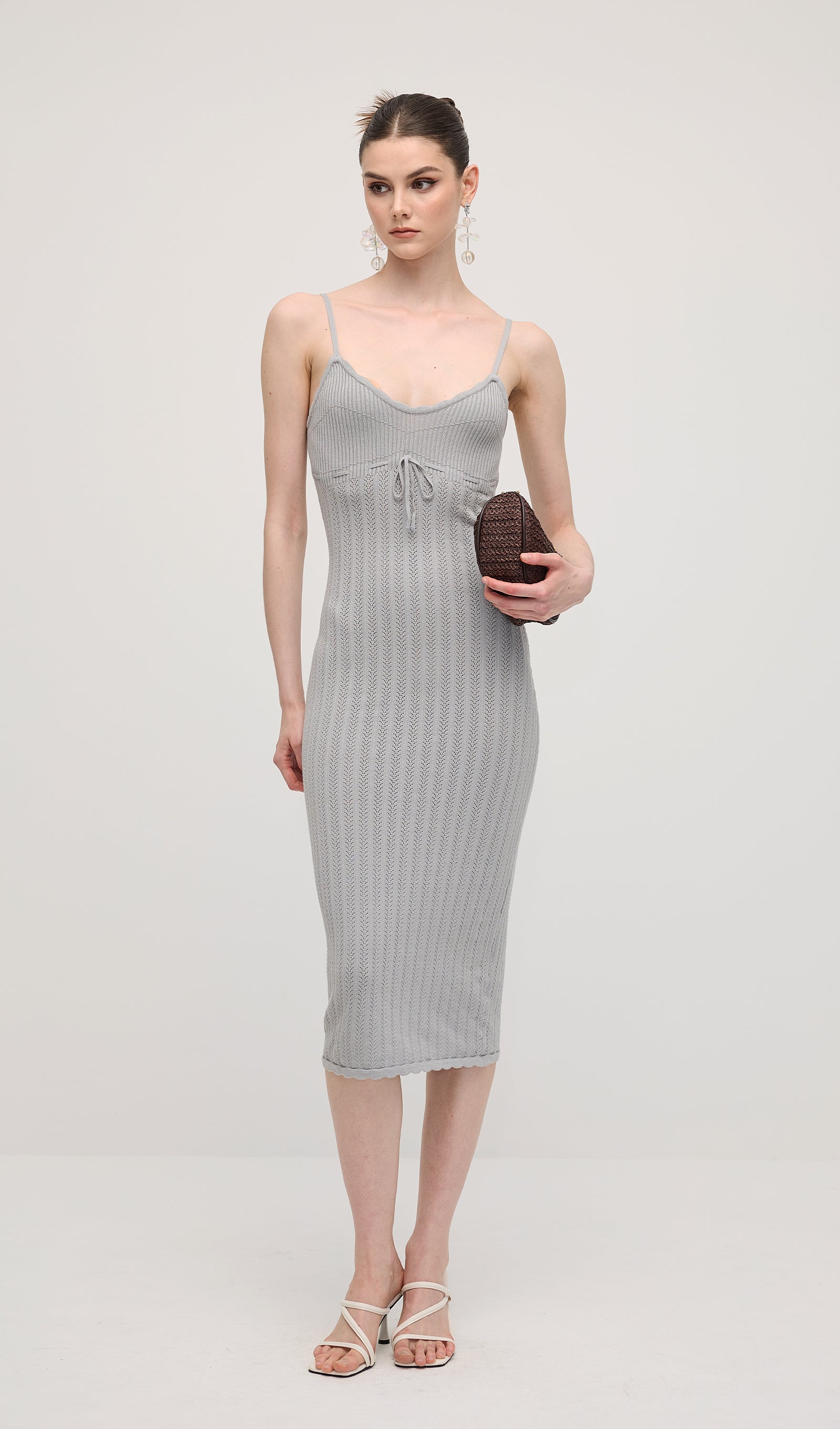 Midikleid in A-Linie mit Blumenmuster und Laternenärmeln