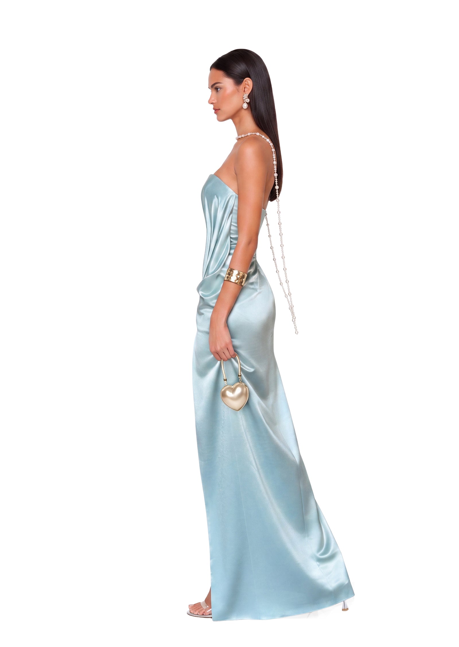 Midikleid in A-Linie mit Blumenmuster und Laternenärmeln