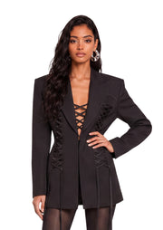 Zacharee Lace-up Blazer In Black
